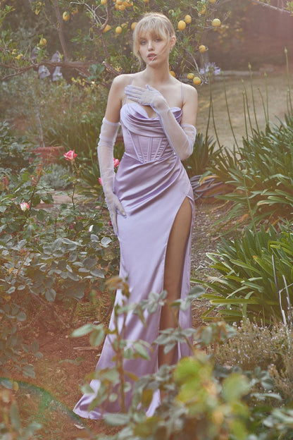 Long Fitted Sexy Corset Prom Dress Lavender