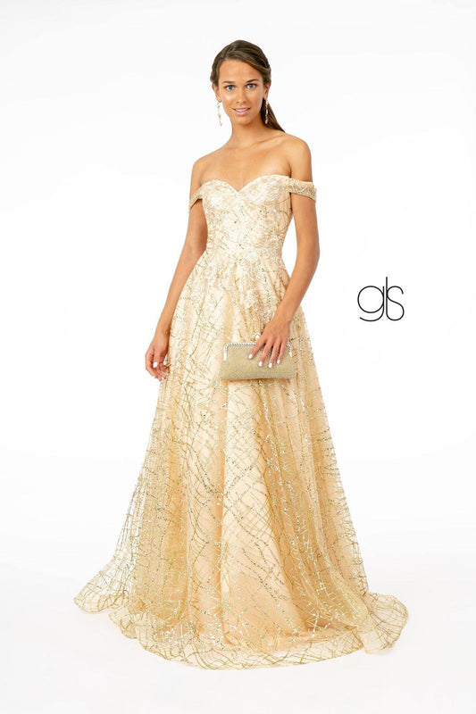 Floral Embroidery Long Prom A-Line Dress - The Dress Outlet Elizabeth K