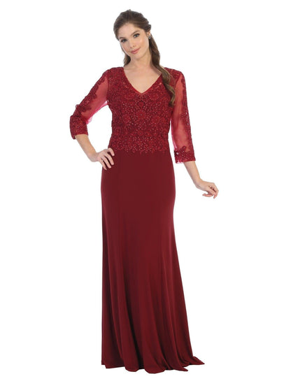 Long Formal 3/4 Sleeve Mother of the Bride Dress Sale - The Dress Outlet