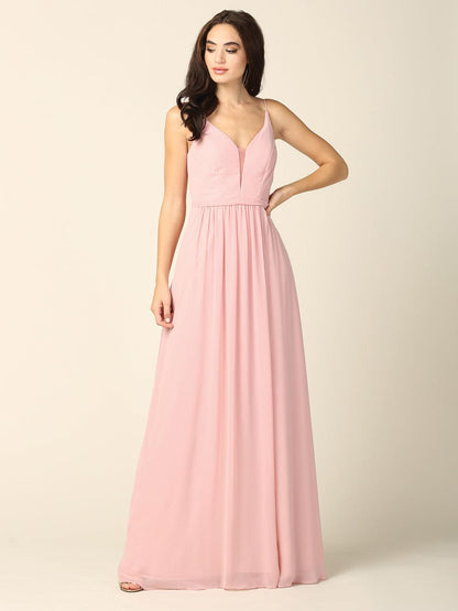 Long Formal Bridesmaids Chiffon Dress - The Dress Outlet
