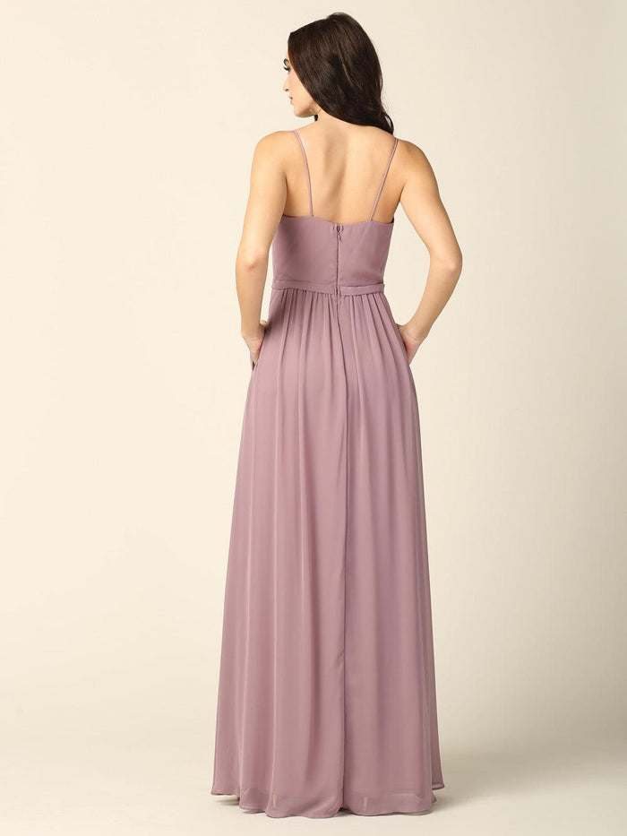 Long Formal Bridesmaids Chiffon Dress - The Dress Outlet