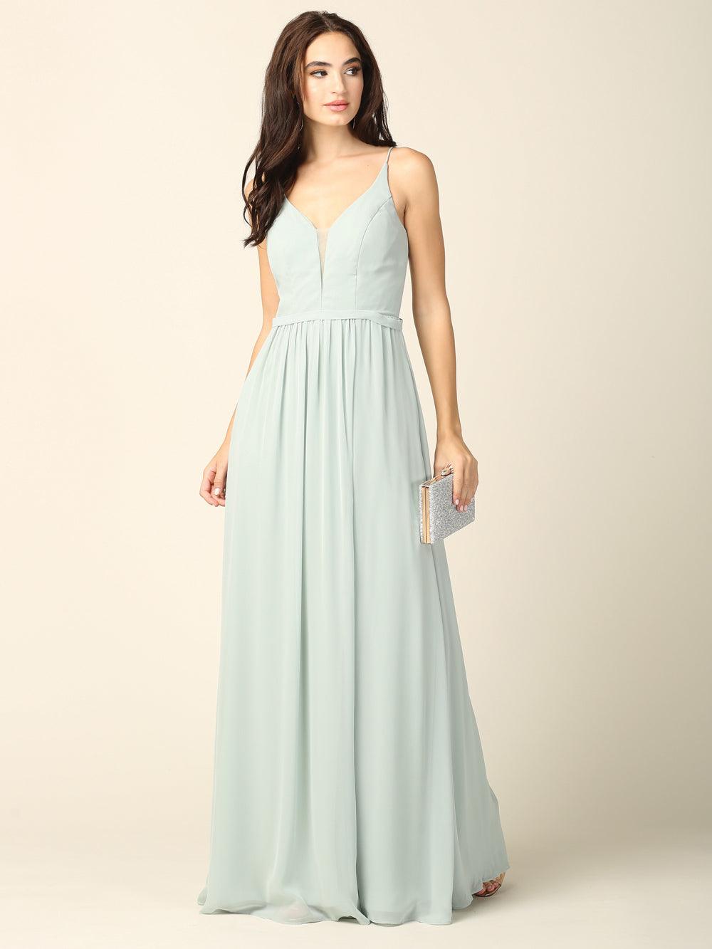 Long Formal Bridesmaids Chiffon Dress - The Dress Outlet