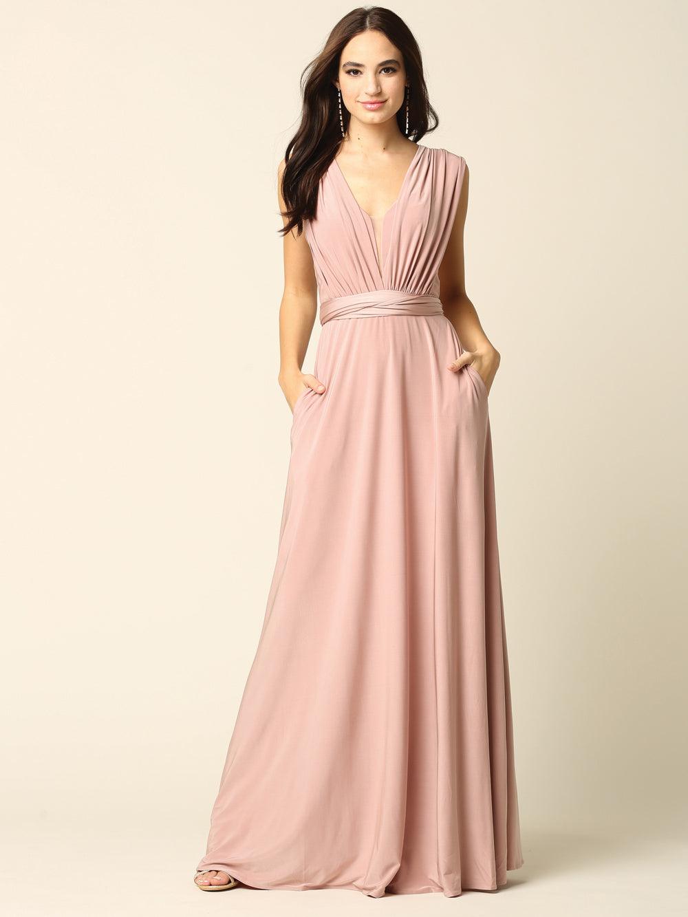 Long Formal Bridesmaids Convertible Wrap Dress