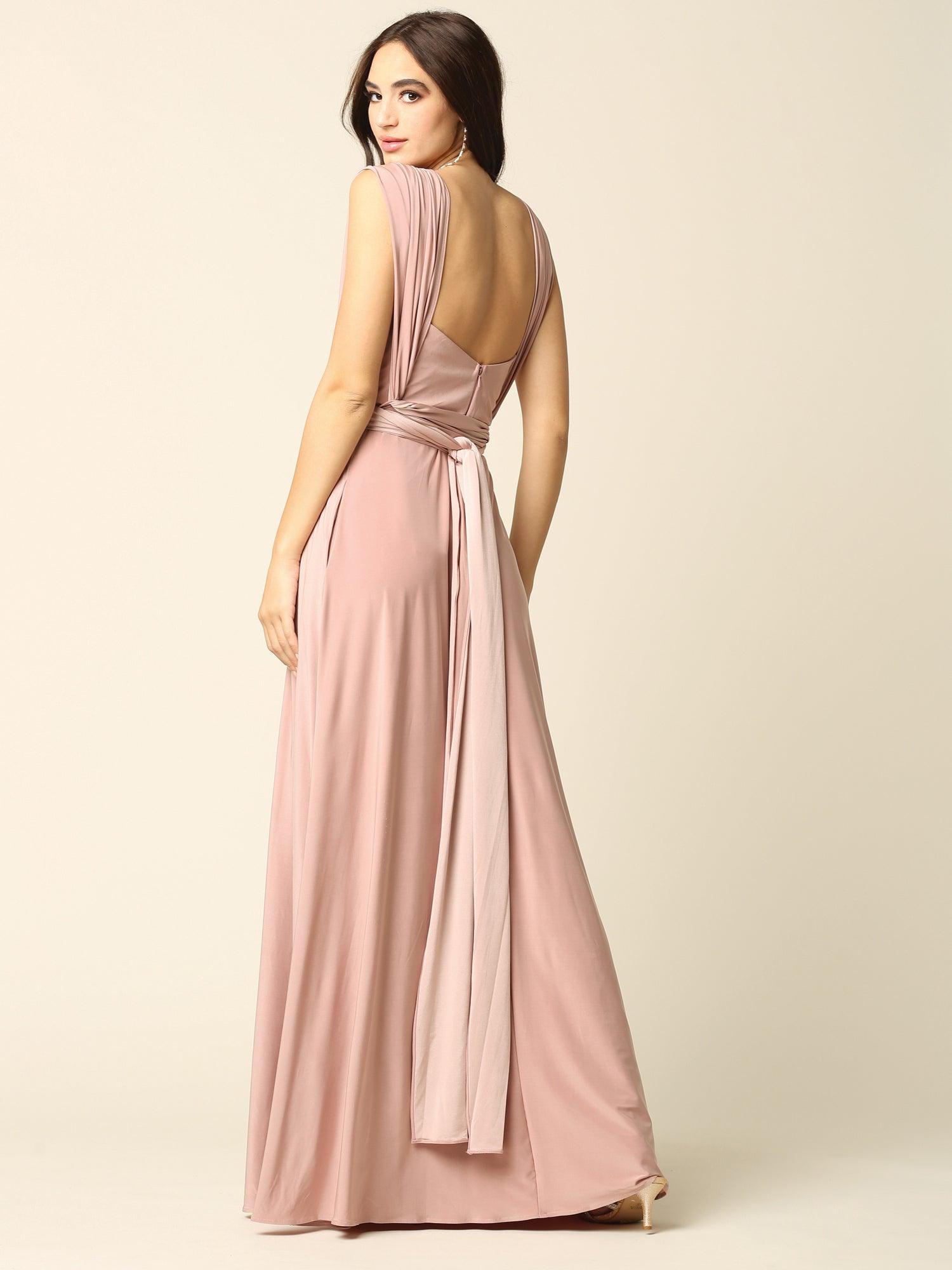 Long Formal Bridesmaids Convertible Wrap Dress