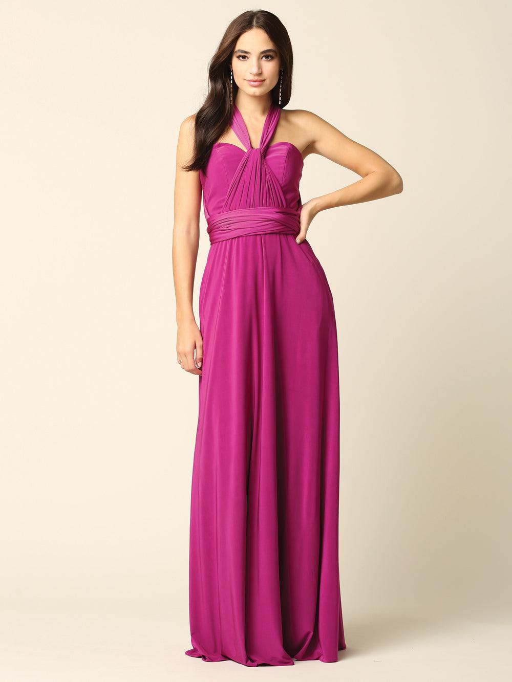 Long Formal Bridesmaids Convertible Wrap Dress