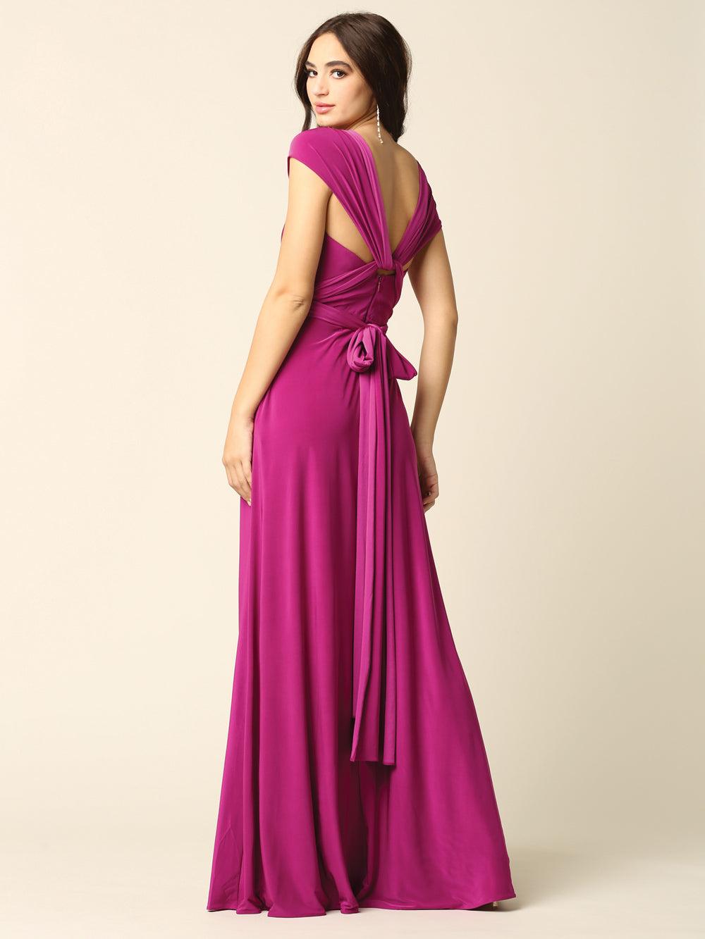 Long Formal Bridesmaids Convertible Wrap Dress