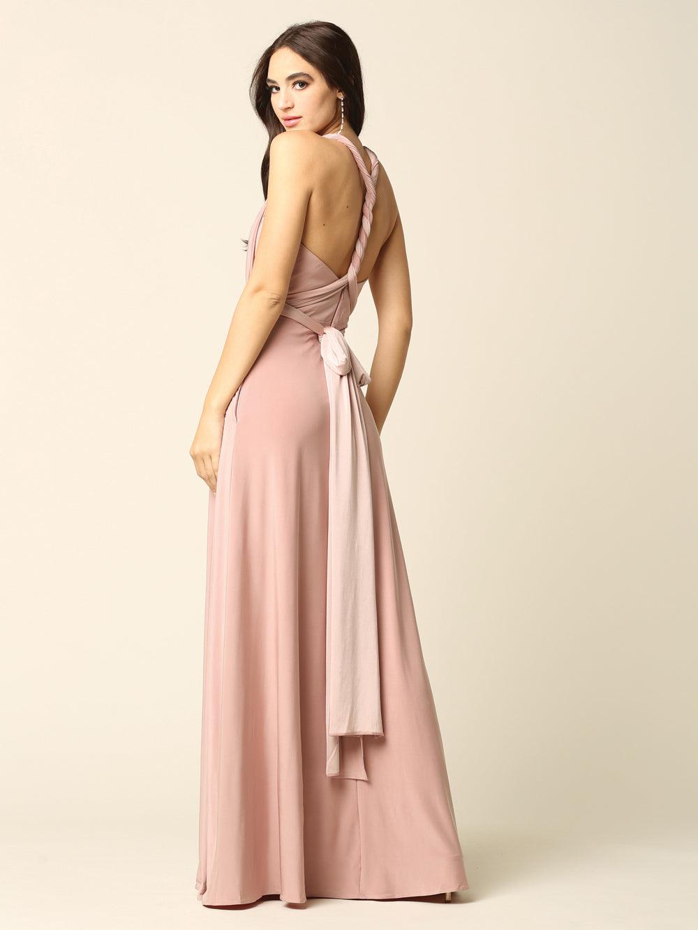 Long Formal Bridesmaids Convertible Wrap Dress