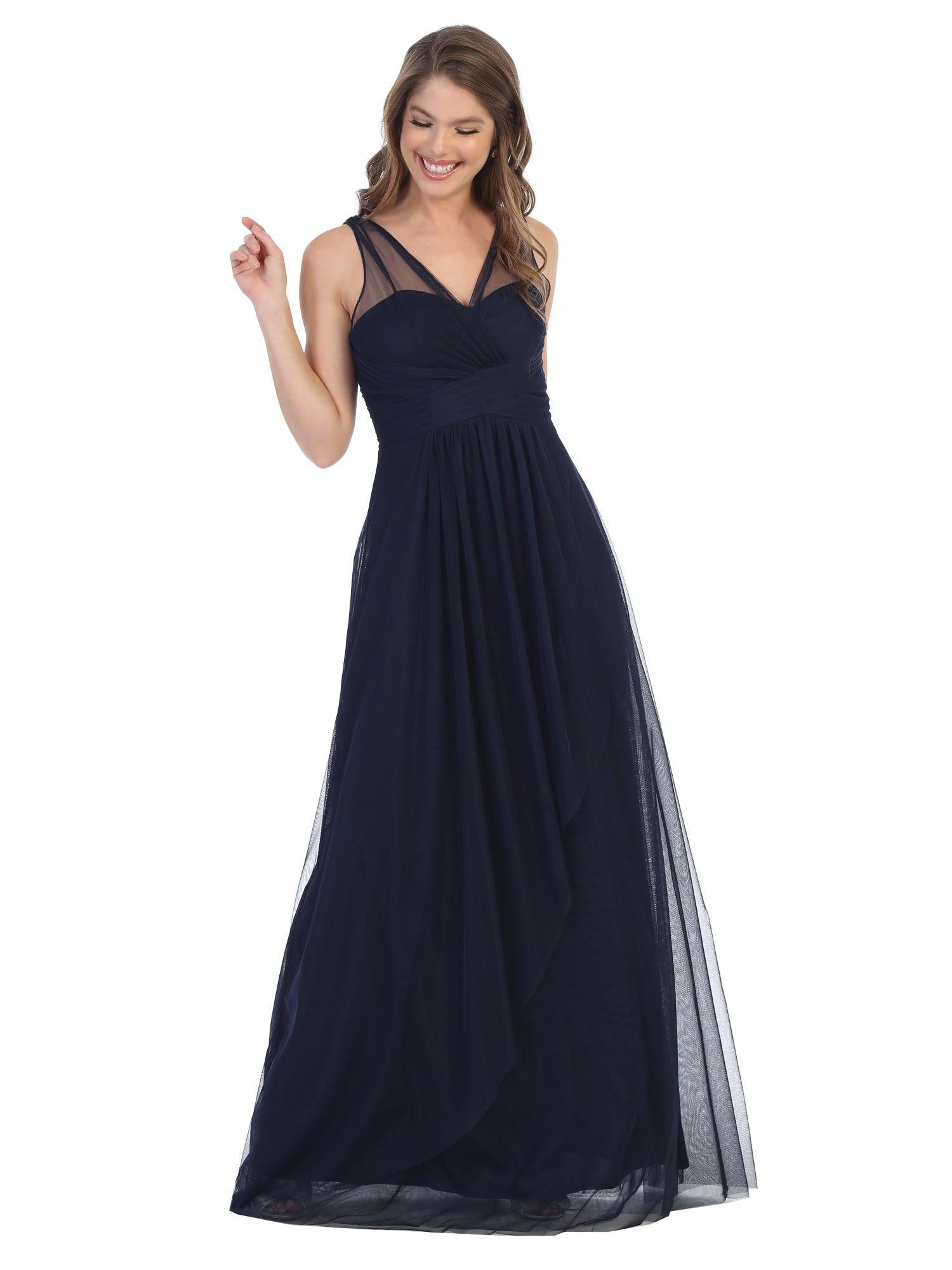 Long Formal Bridesmaids Sleeveless Tulle Dress