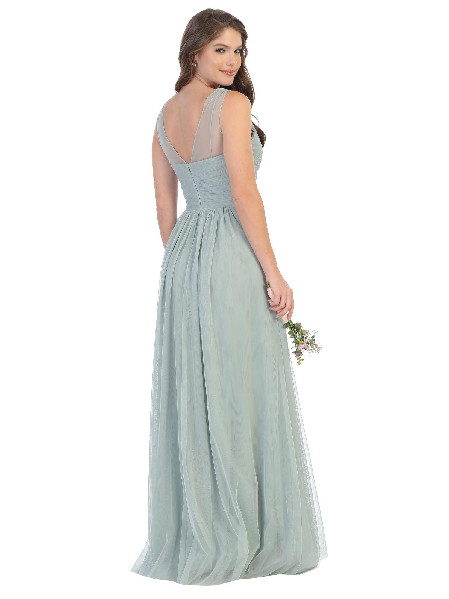 Long Formal Bridesmaids Sleeveless Tulle Dress