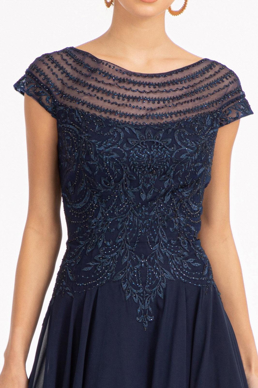 Long Formal Chiffon Mother of the Bride Dress Navy