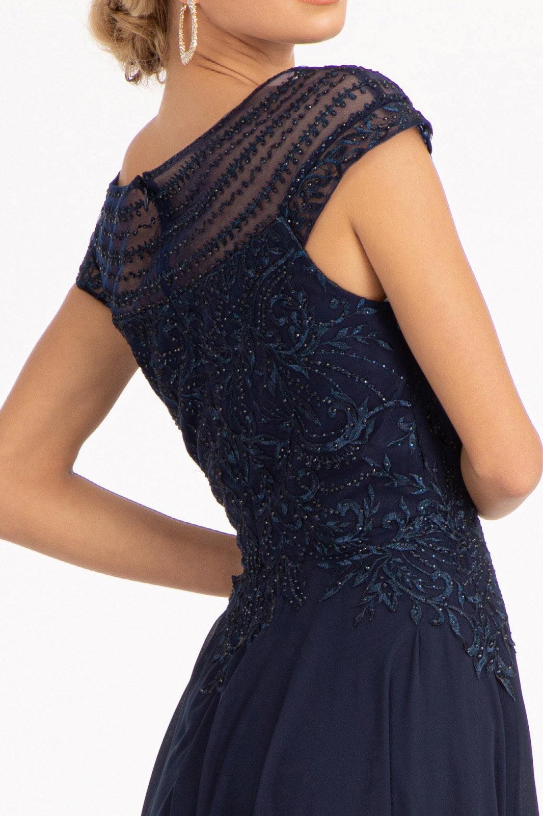Long Formal Chiffon Mother of the Bride Dress Navy