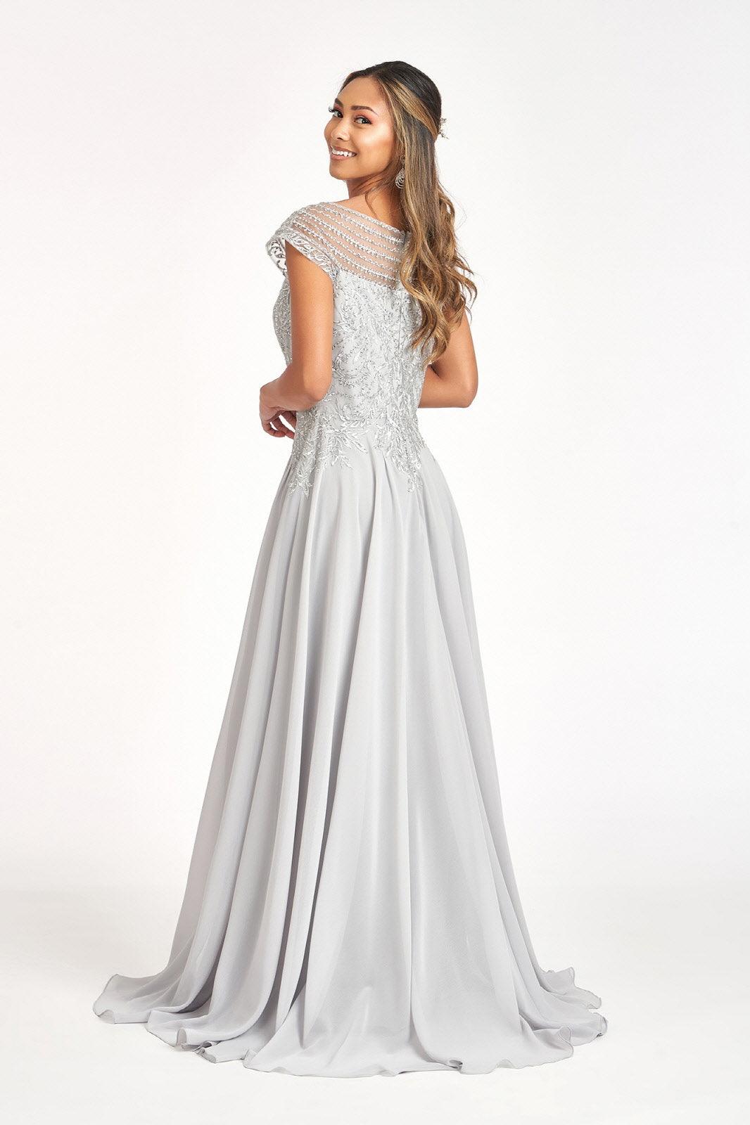 Long Formal Chiffon Mother of the Bride Dress Silver