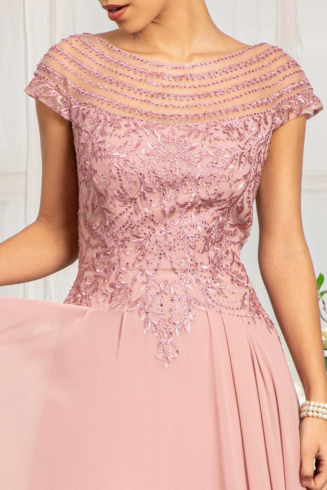 Long Formal Chiffon Mother of the Bride Dress Dusty Rose