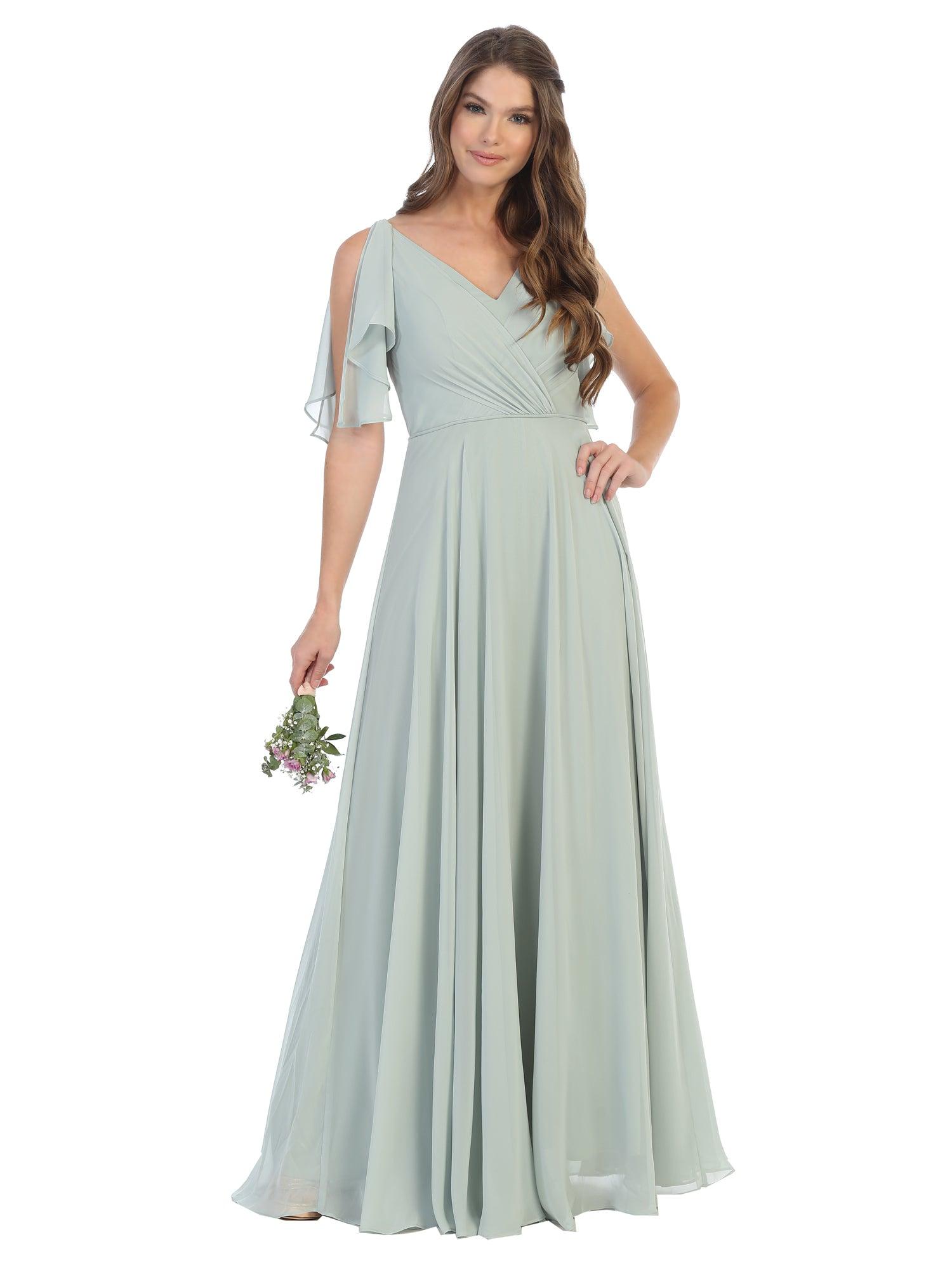 Long Formal Flutter Sleeves Bridesmaids Dress | The Dress Outlet Long Formal Flutter Sleeves Bridesmaids Dress | The Dress Outlet