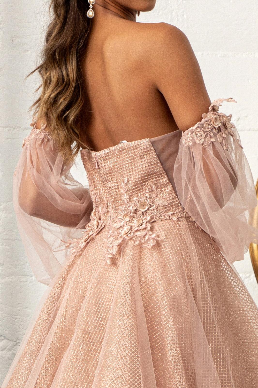 Long Formal Glitter Evening Prom Dress - The Dress Outlet