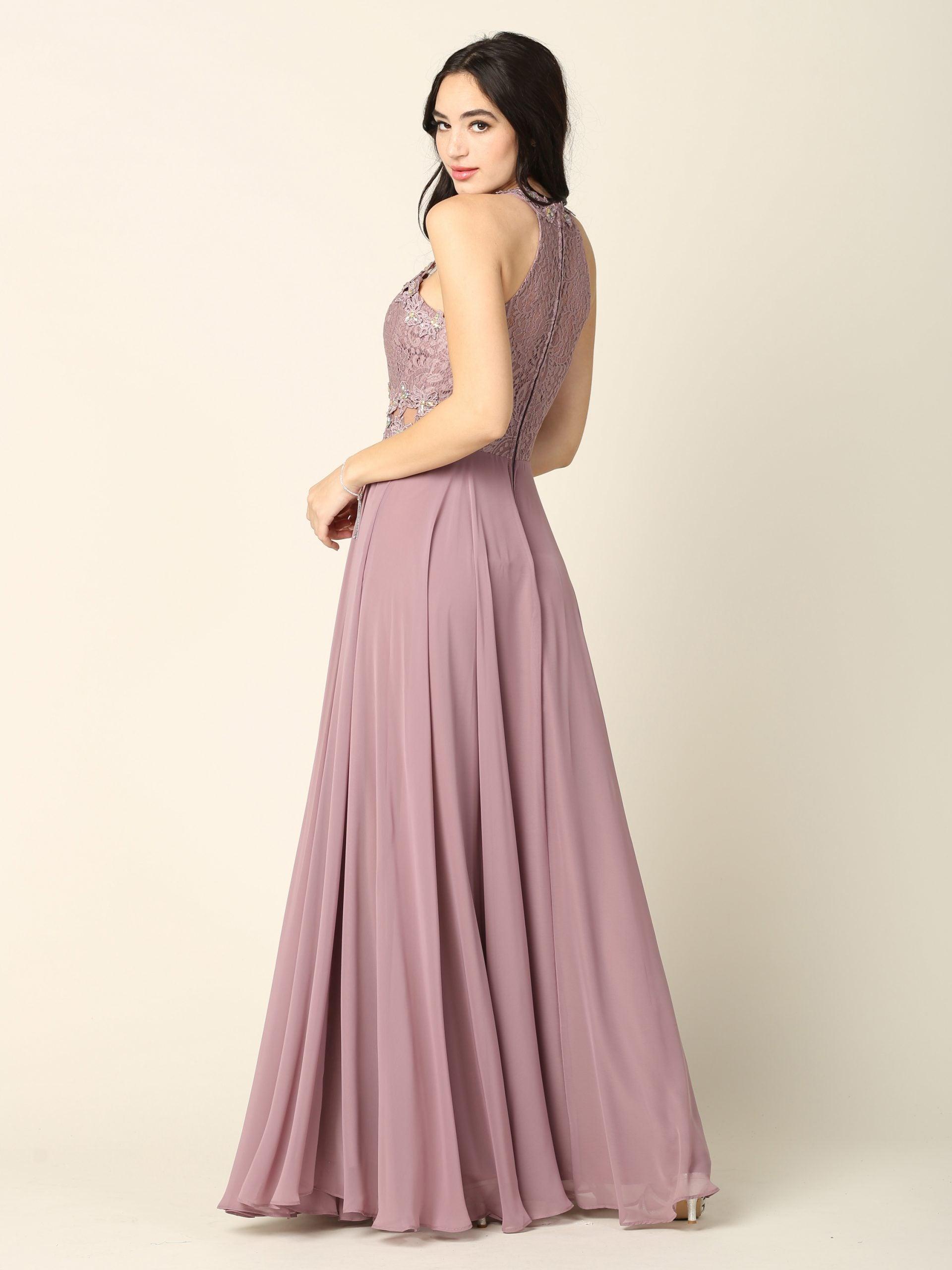 Long Formal Halter Chiffon Bridesmaids Dress