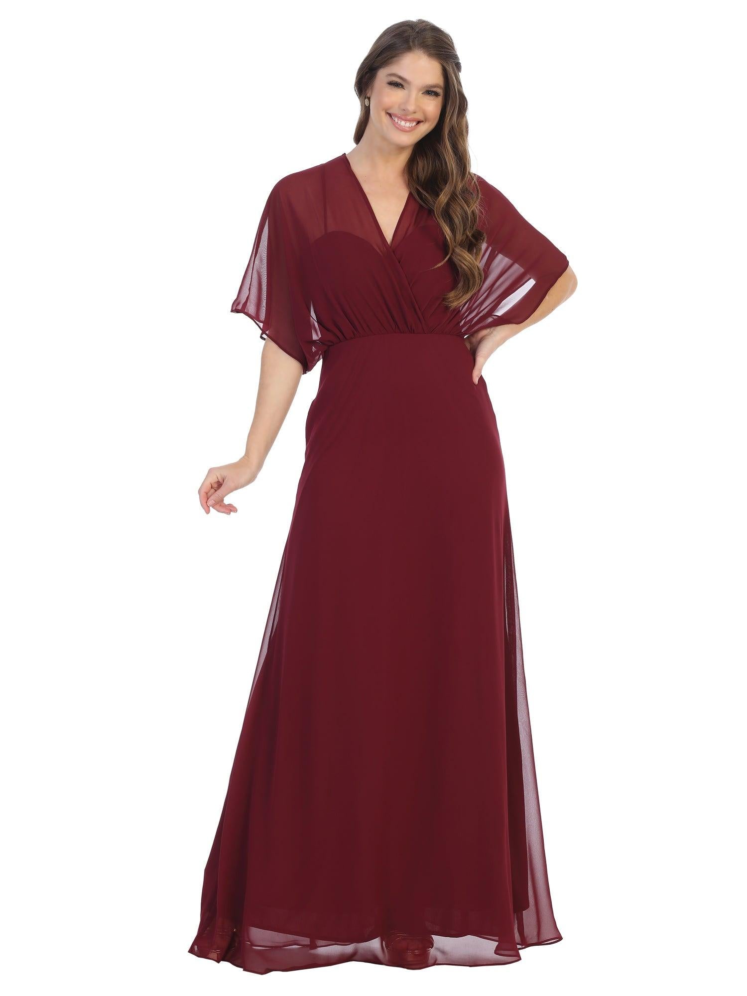 Long Formal Mother of the Bride Draped Chiffon Gown