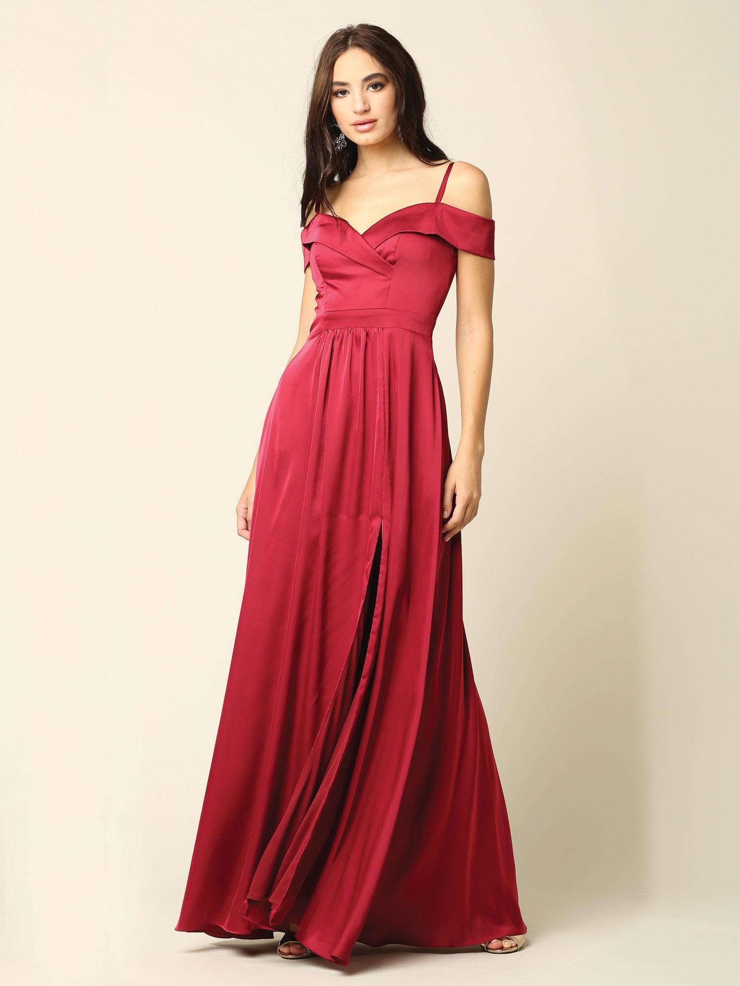 Long Formal Off Shoulder Bridesmaid Dress - The Dress Outlet