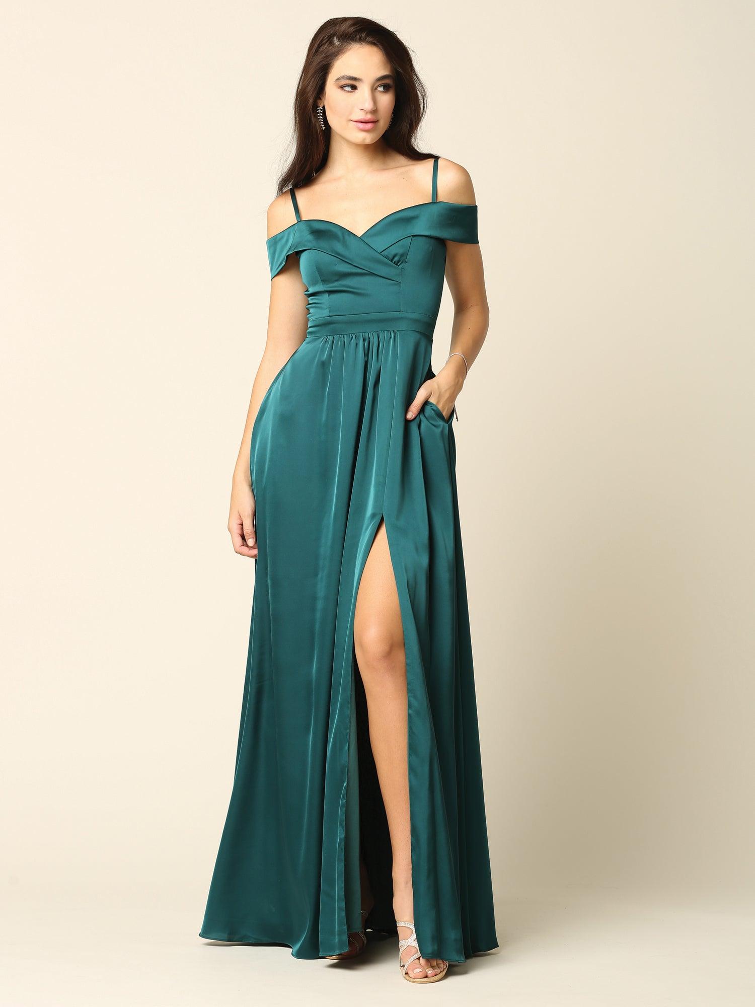 Champagne Long Formal Off Shoulder Bridesmaid Dress