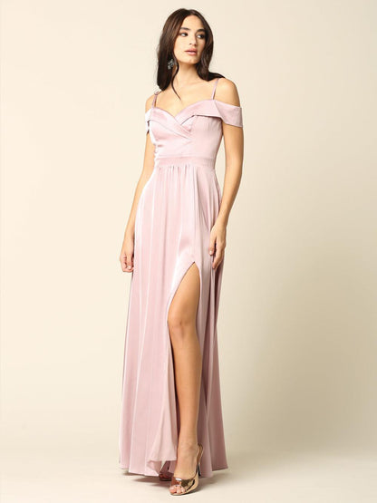 Long Formal Off Shoulder Bridesmaid Dress - The Dress Outlet