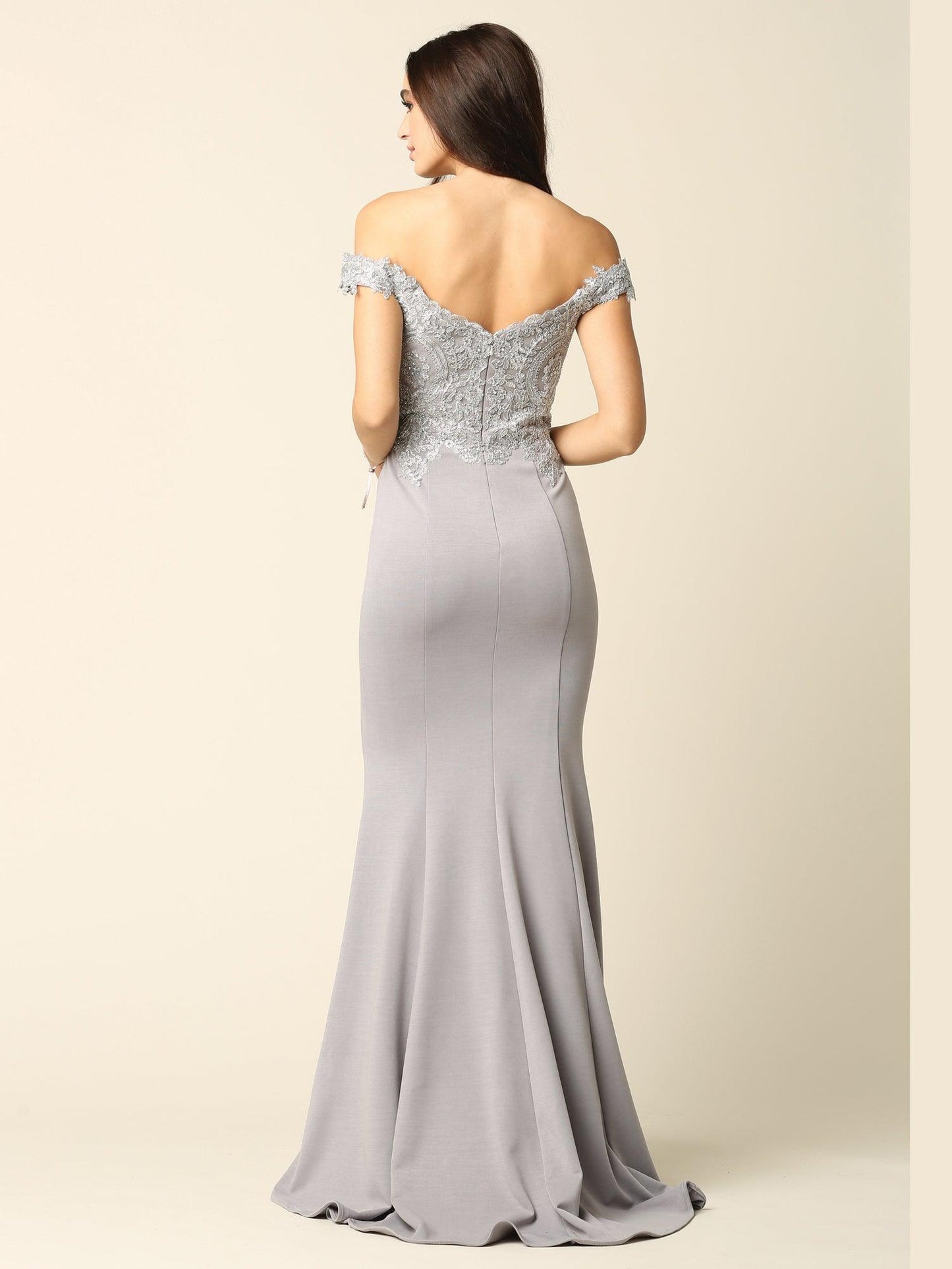 Long Formal Off Shoulder Fitted Mermaid Dress - The Dress Outlet