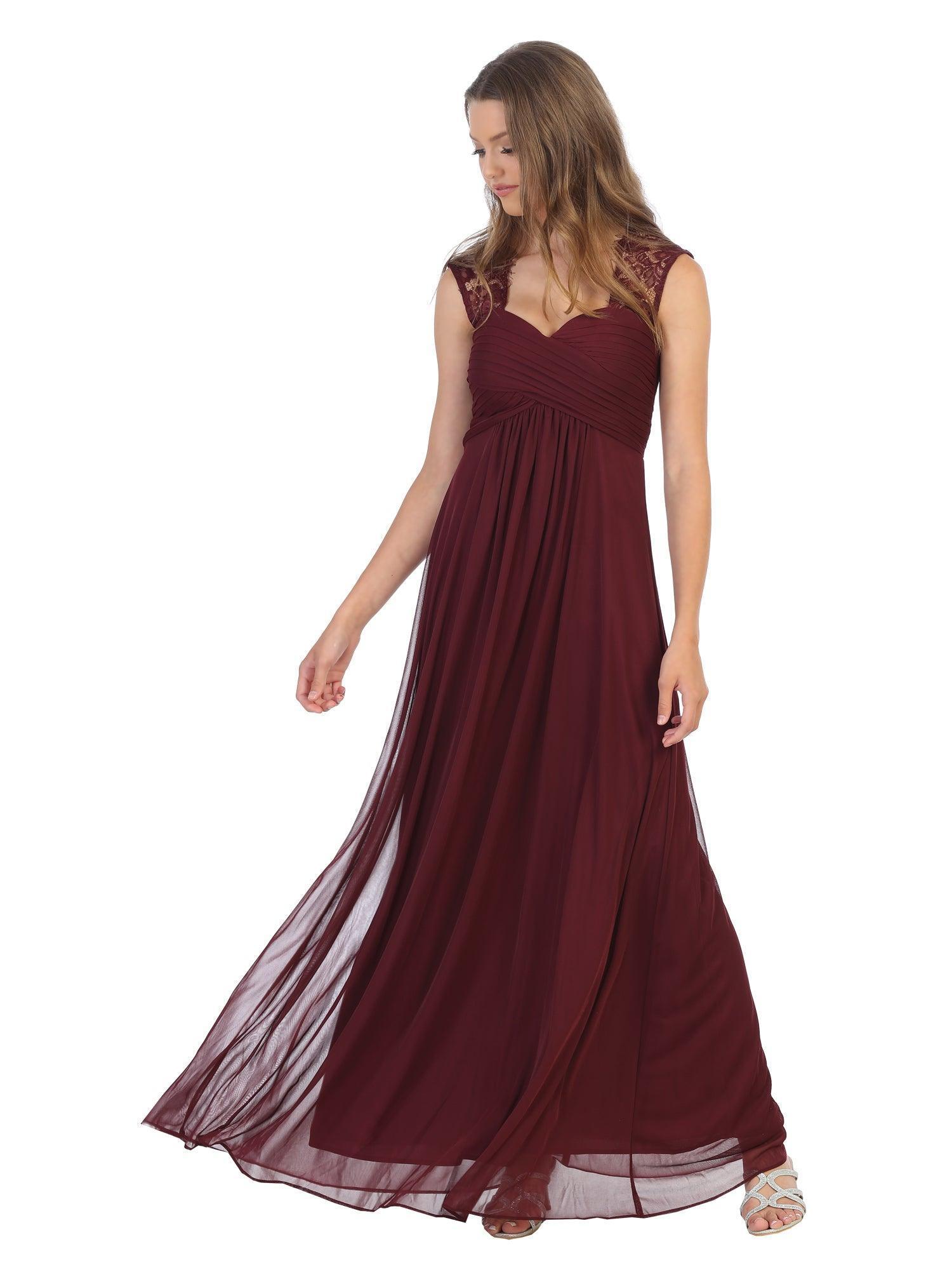 Long Formal Sleeveless Chiffon Bridesmaids Dress - The Dress Outlet