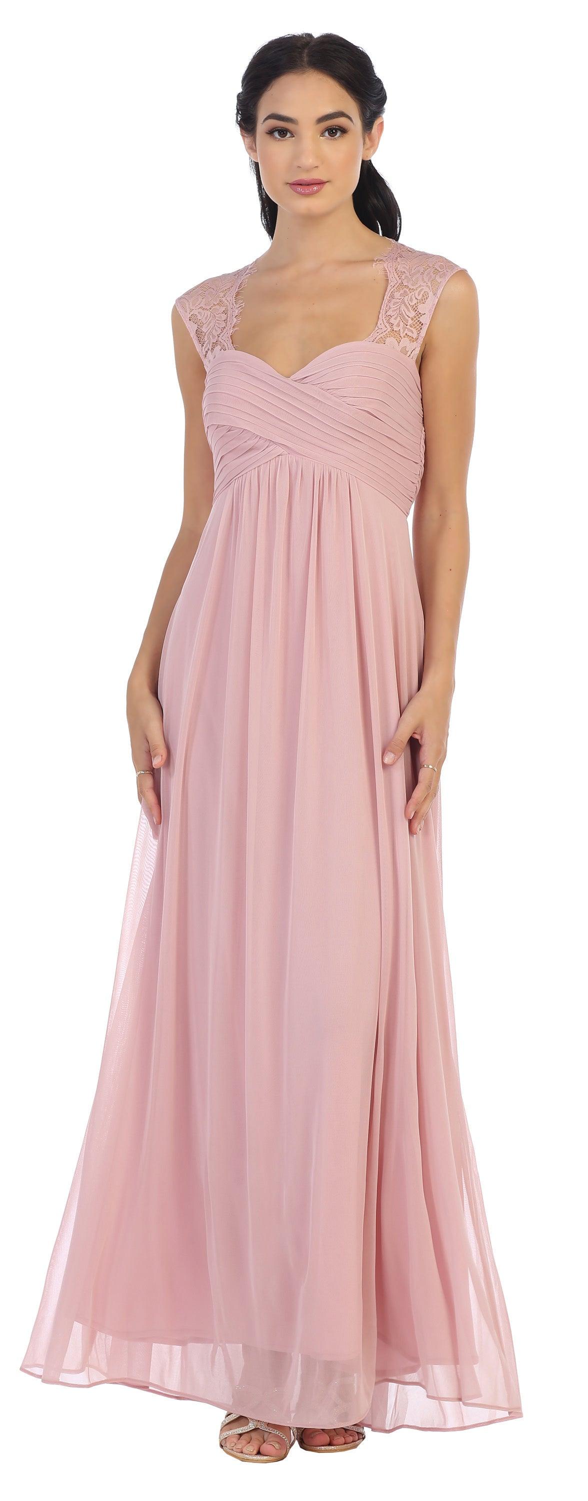 Sleeveless Pleated Chiffon Long Junior Bridesmaid Dress Vintage Mauve