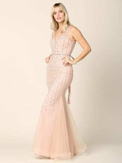 Long Formal Sleeveless Fitted Prom Gown - The Dress Outlet
