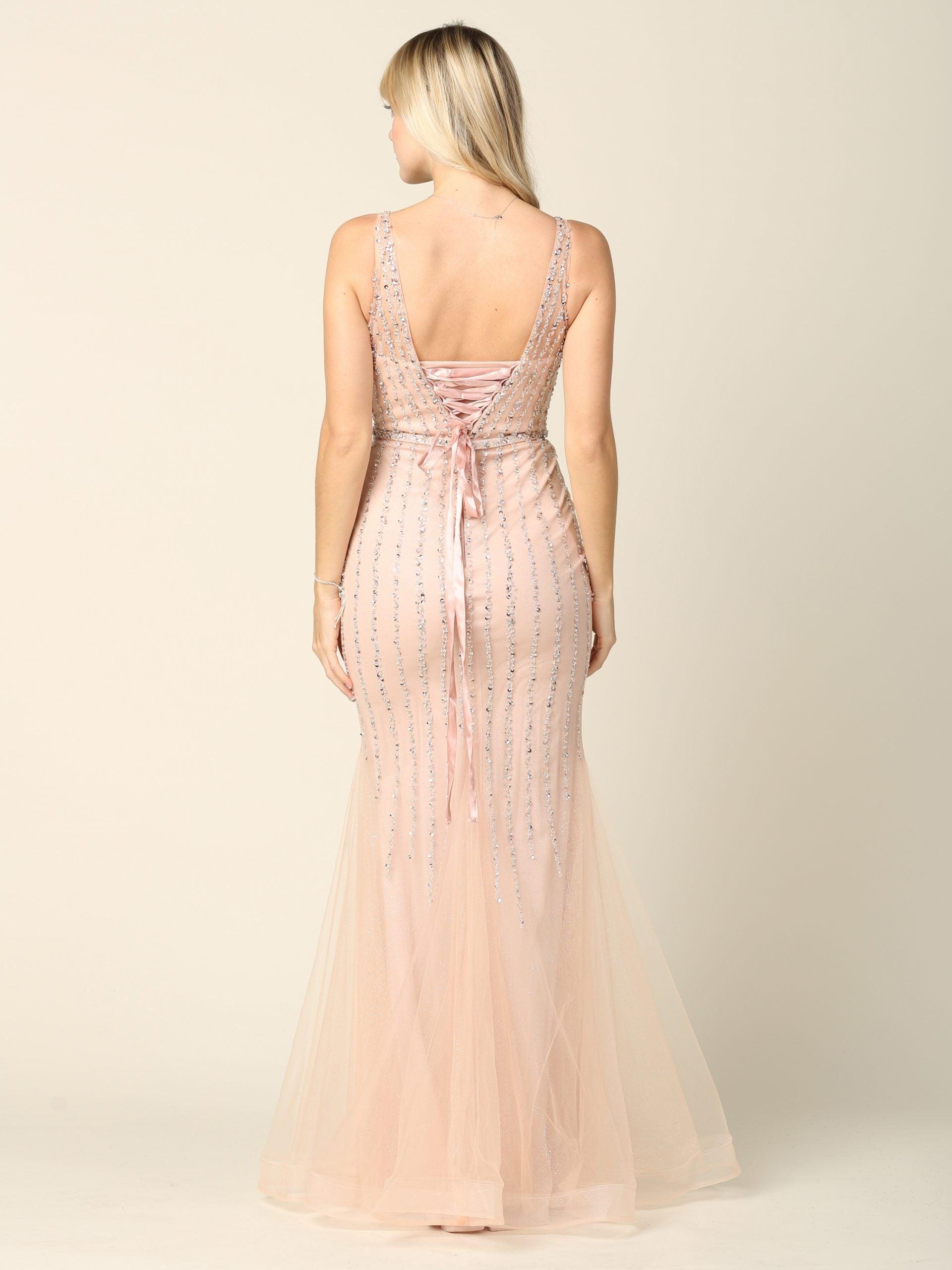 Long Formal Sleeveless Fitted Prom Gown