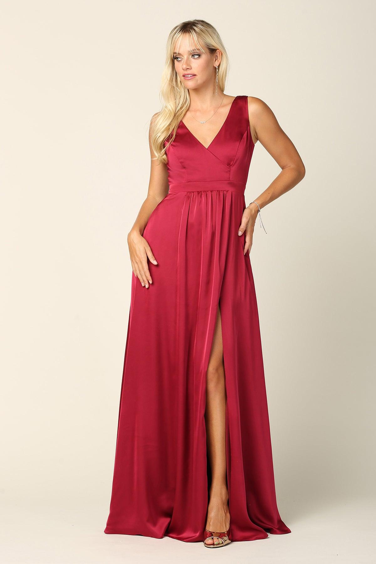 Long Formal Sleeveless Satin Bridesmaids Dress | The Dress Outlet Long Formal Sleeveless Satin Bridesmaids Dress | The Dress Outlet