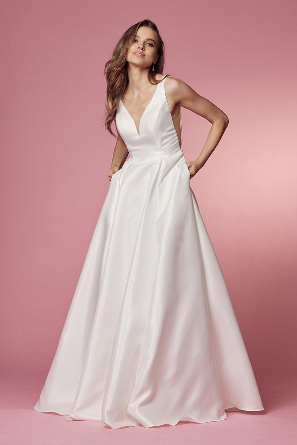White 18 Long Formal Sleeveless Wedding Dress Sale
