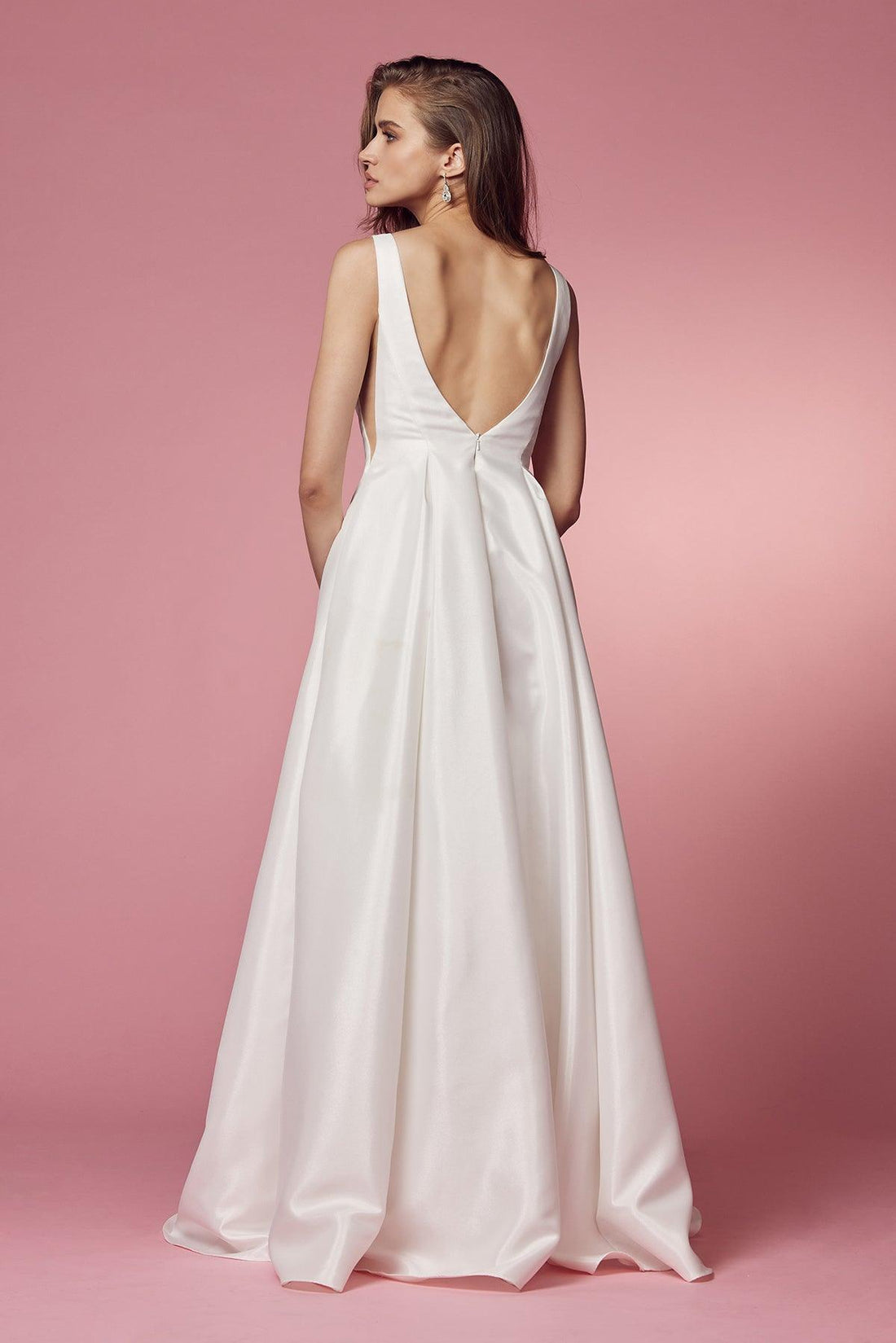 White Long Sleeve Formal Dress