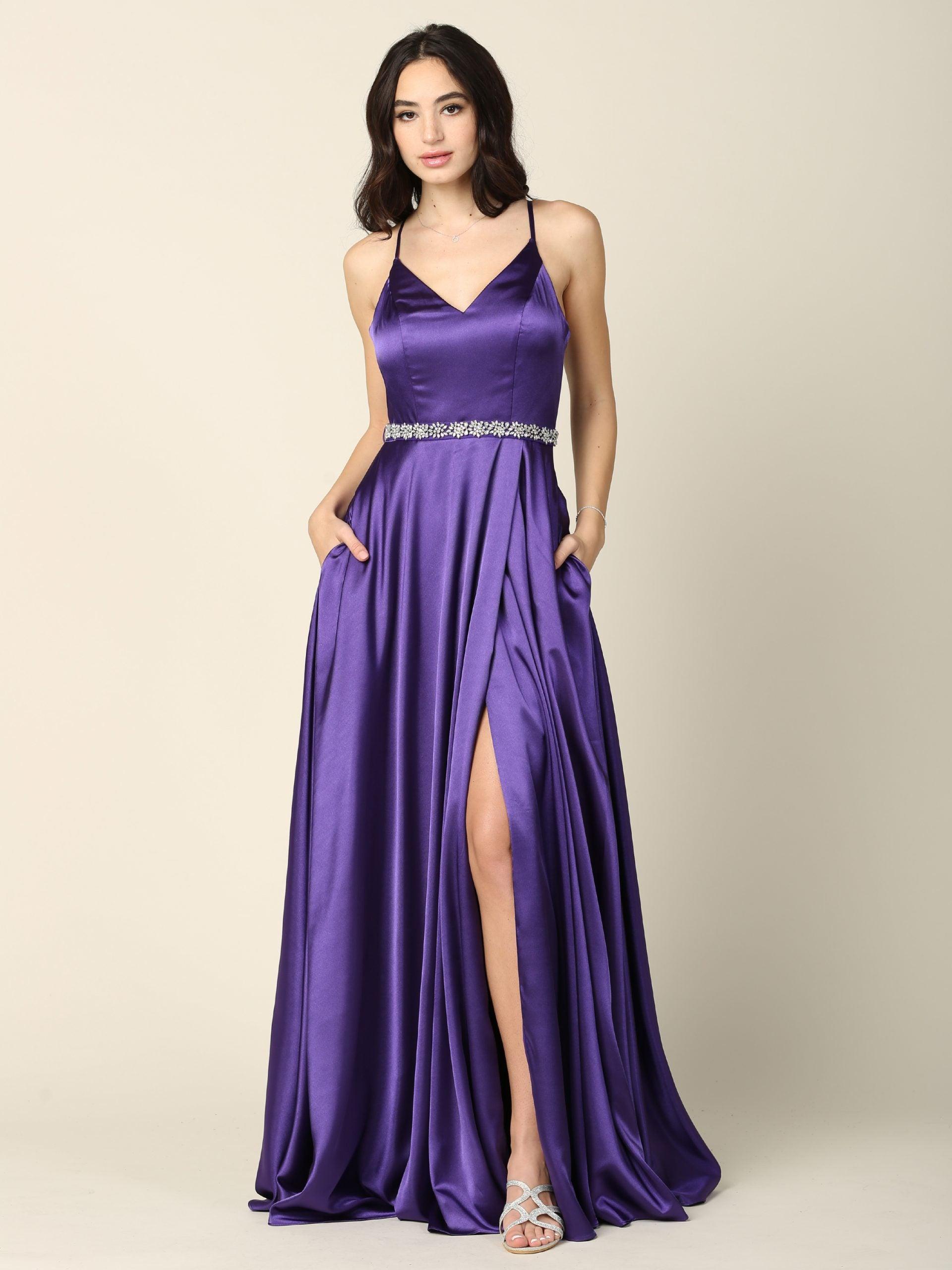 Long Formal Spaghetti Strap Bridesmaids Dress - The Dress Outlet