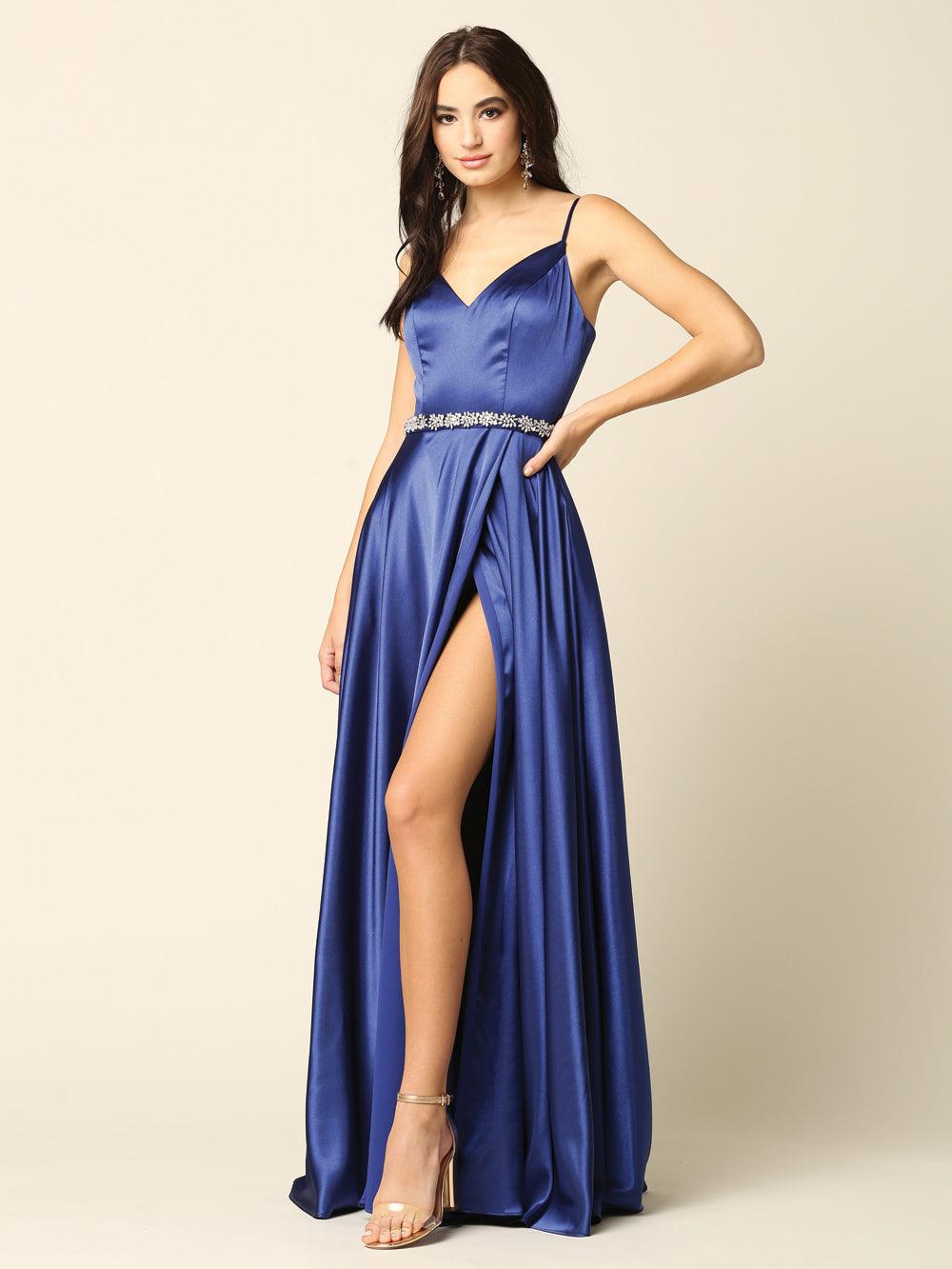 Long Formal Spaghetti Strap Bridesmaids Dress - The Dress Outlet