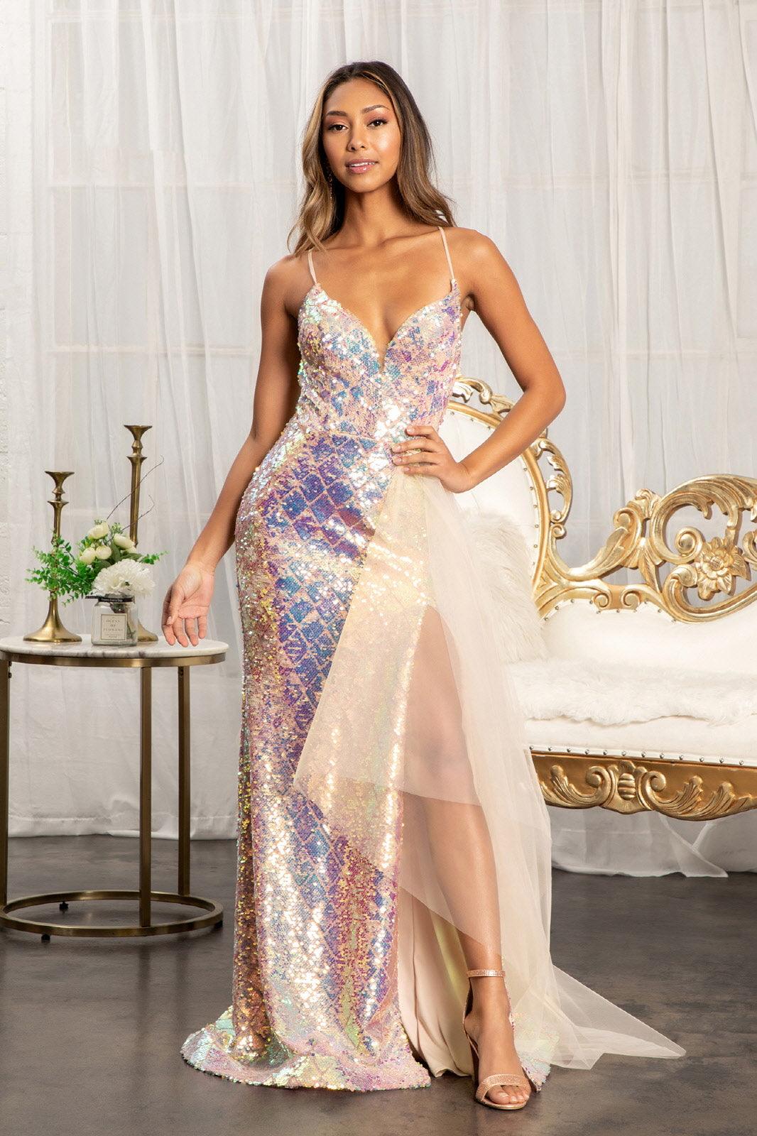 Long Formal Spaghetti Strap Evening Prom Dress