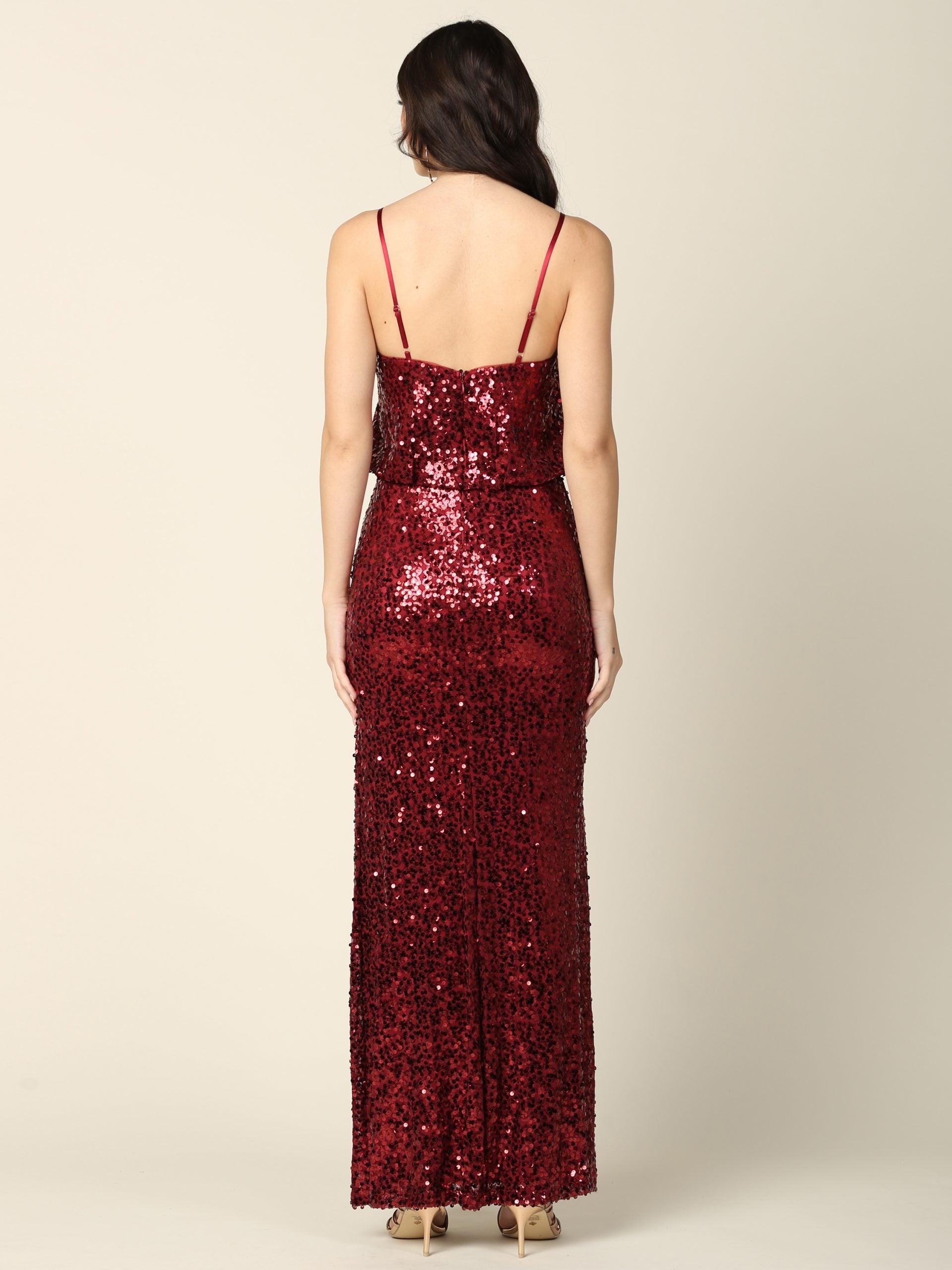 Long Formal Spaghetti Strap Fitted Evening Dress