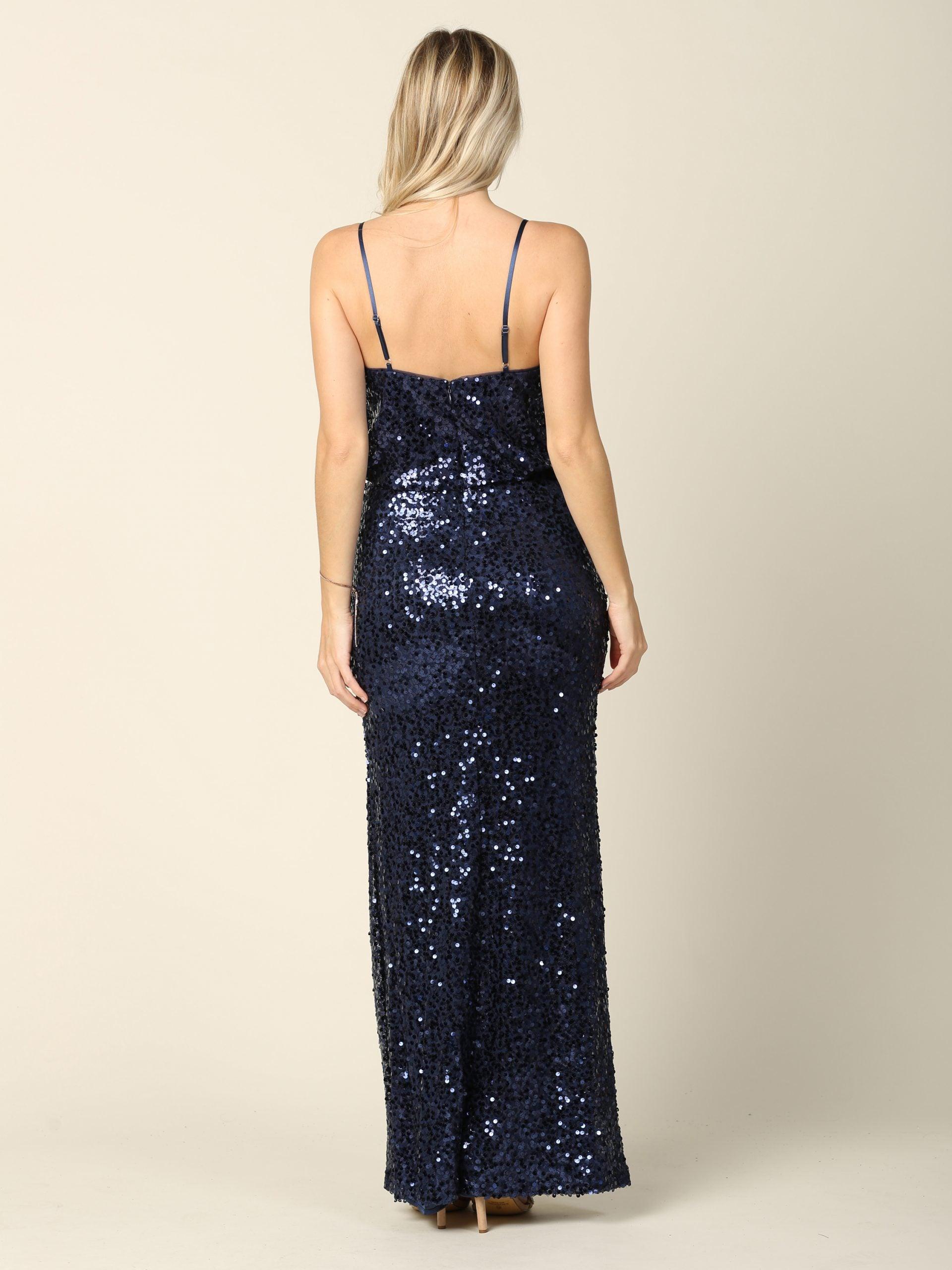 Long Formal Spaghetti Strap Fitted Evening Dress