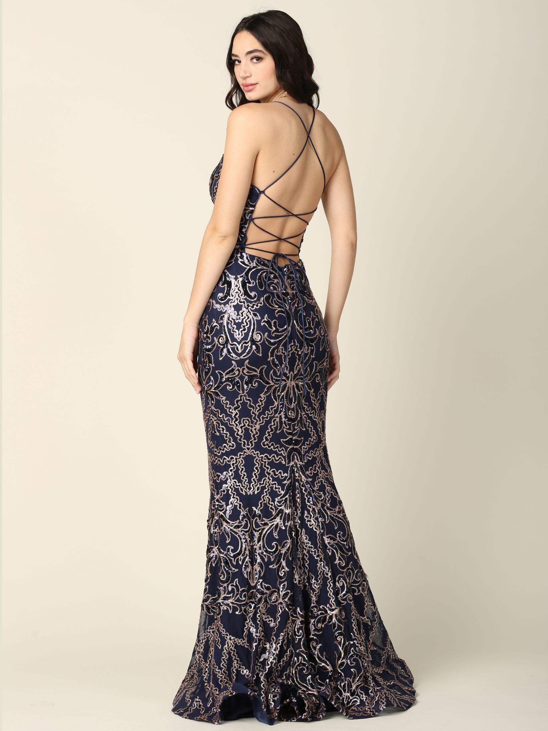 Long Formal Spaghetti Strap Fitted Prom Dress
