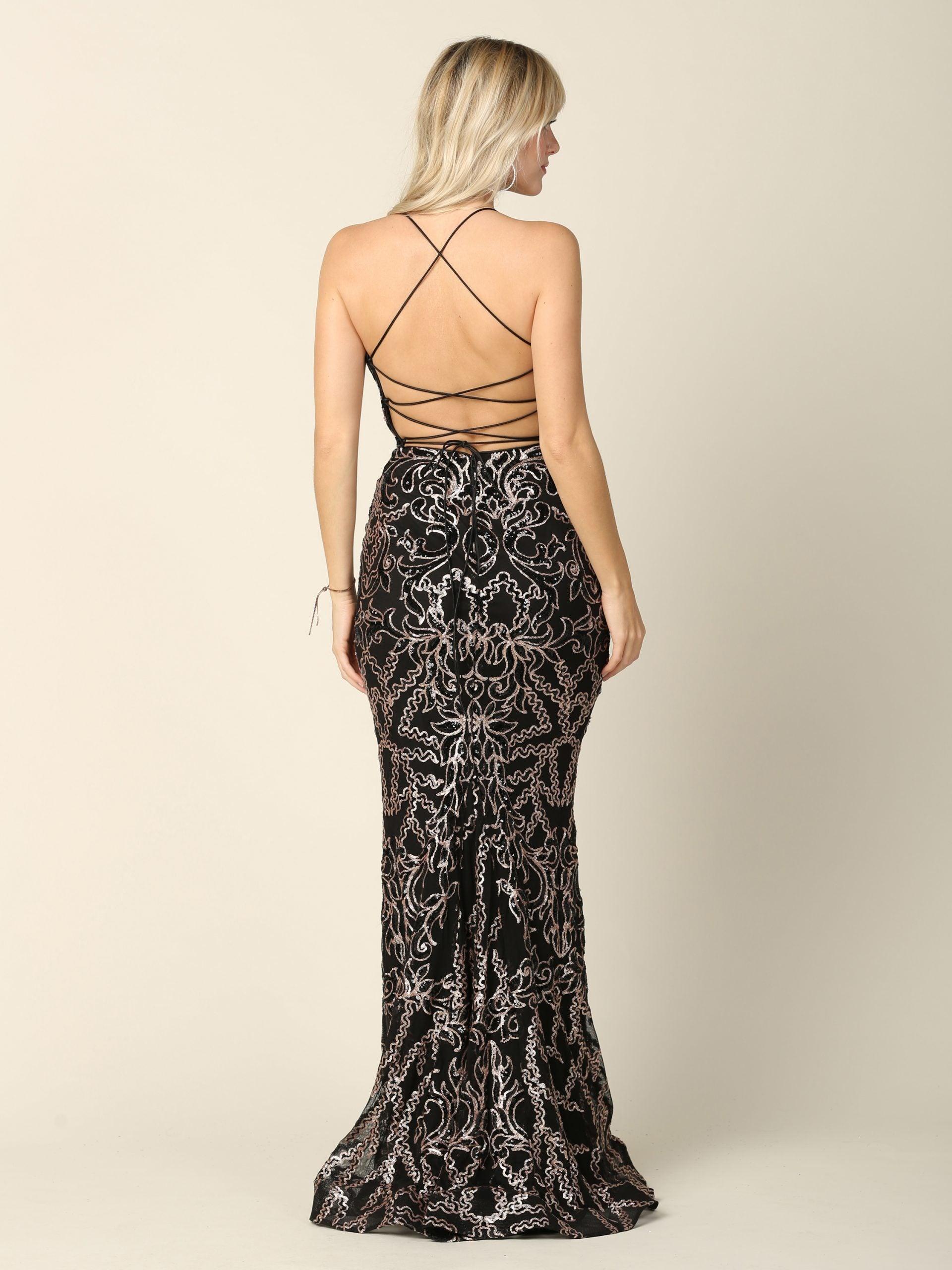 Long Formal Spaghetti Strap Fitted Prom Dress
