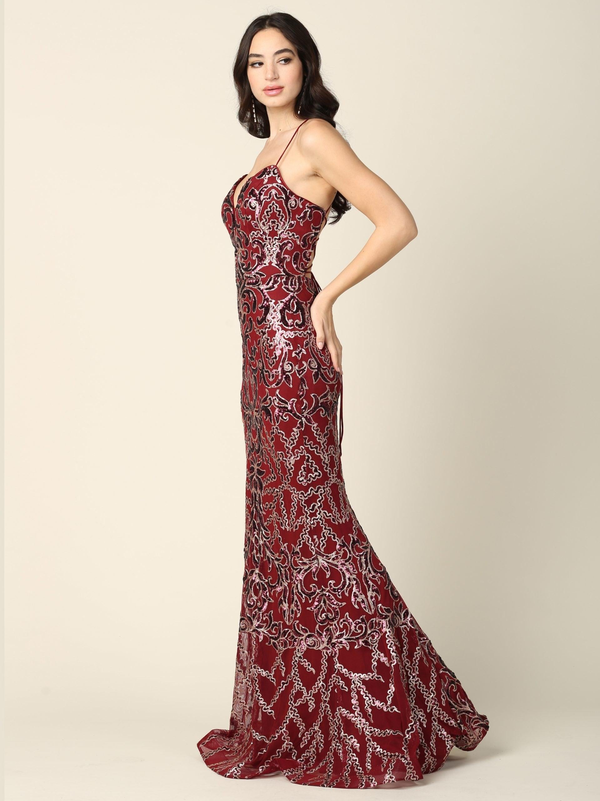 Long Formal Spaghetti Strap Fitted Prom Dress