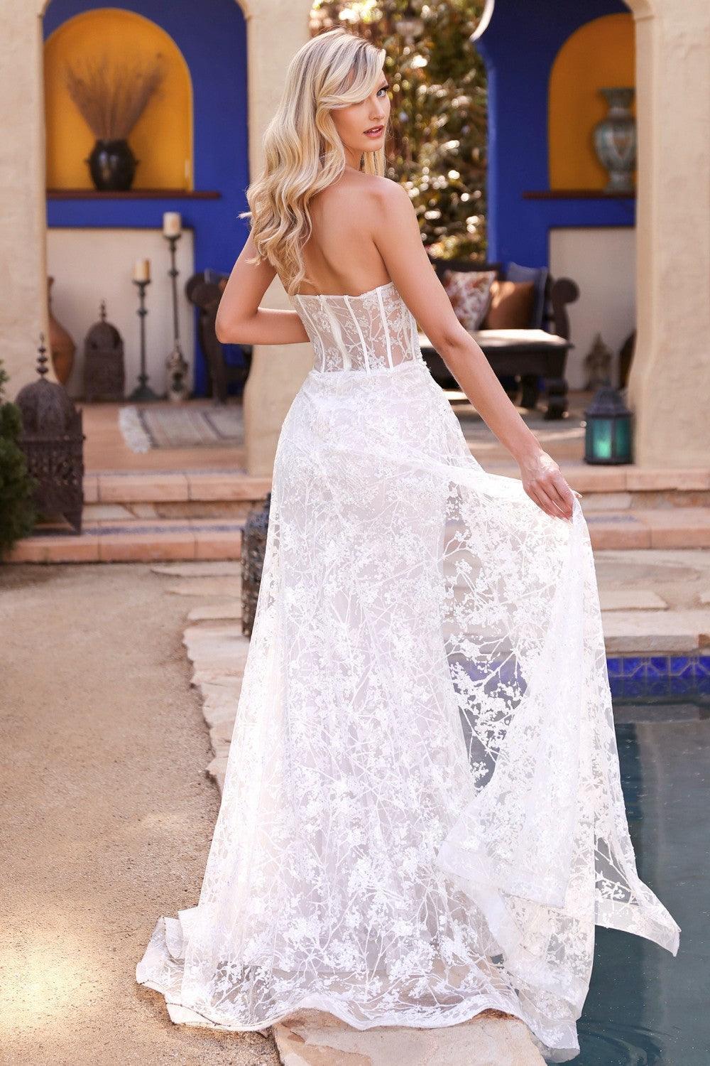 Long Formal Strapless Wedding Dress Off White