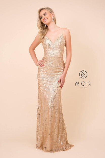 Long Glitter Prom Dress Evening Gown - The Dress Outlet Nox Anabel
