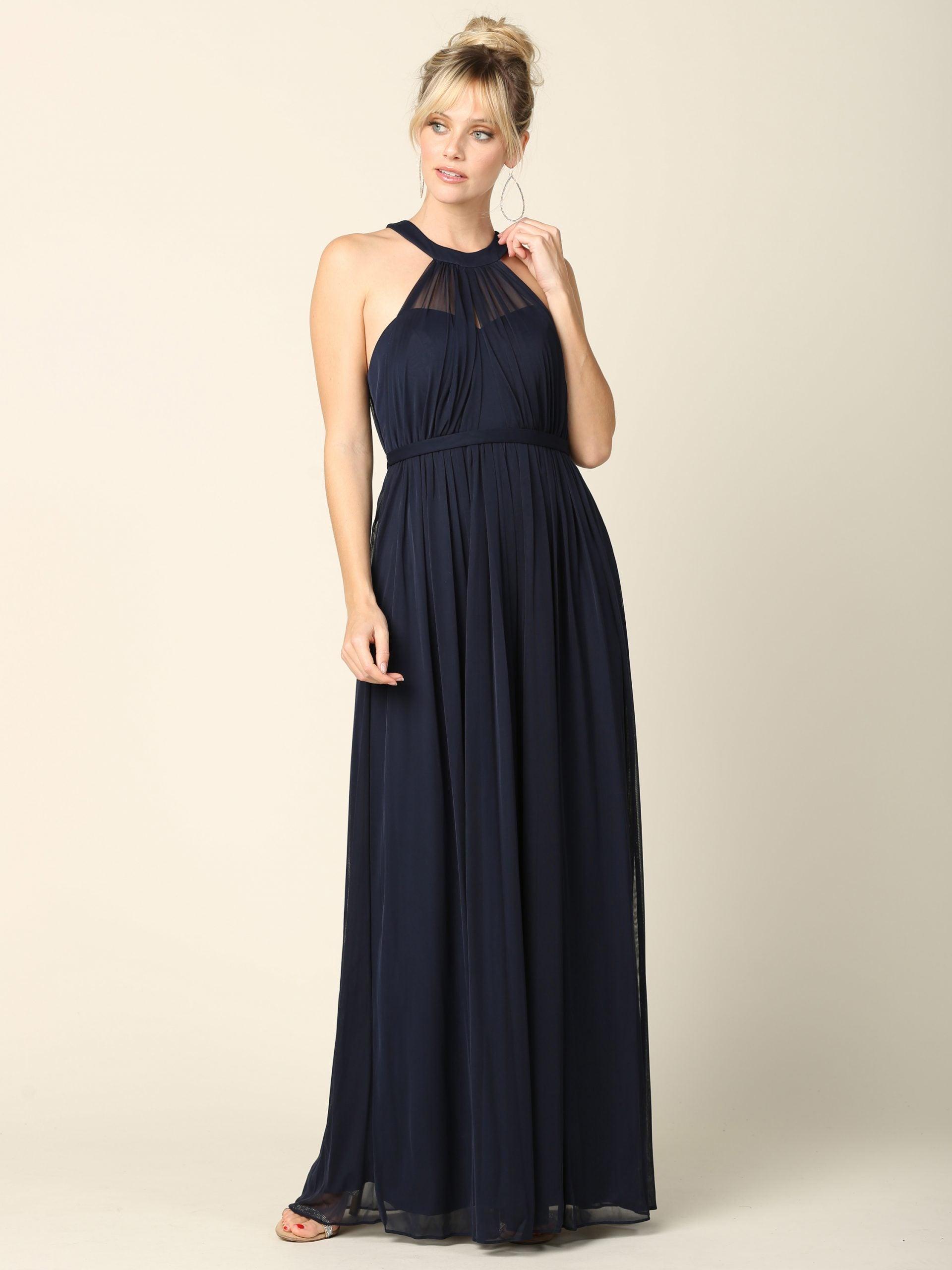 Long Halter Bridesmaids Dress - Mauve / XL Long Halter Bridesmaids Dress - Mauve / XL