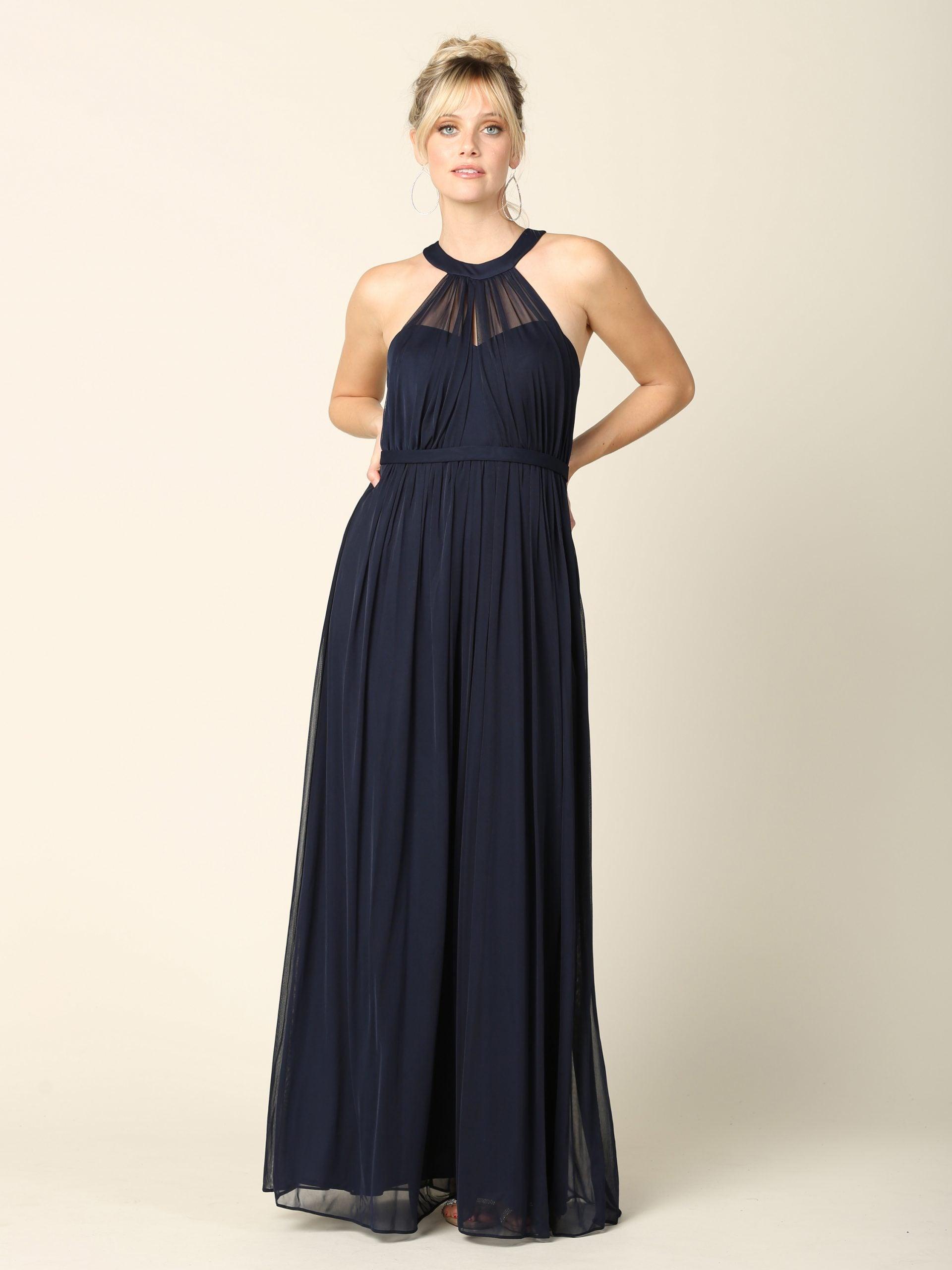 Long Halter Bridesmaids Dress