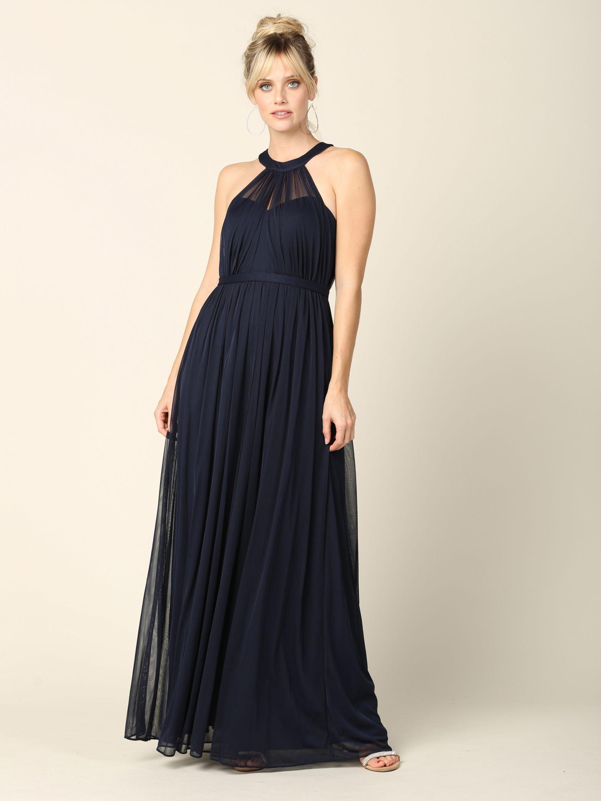 Long Halter Bridesmaids Dress