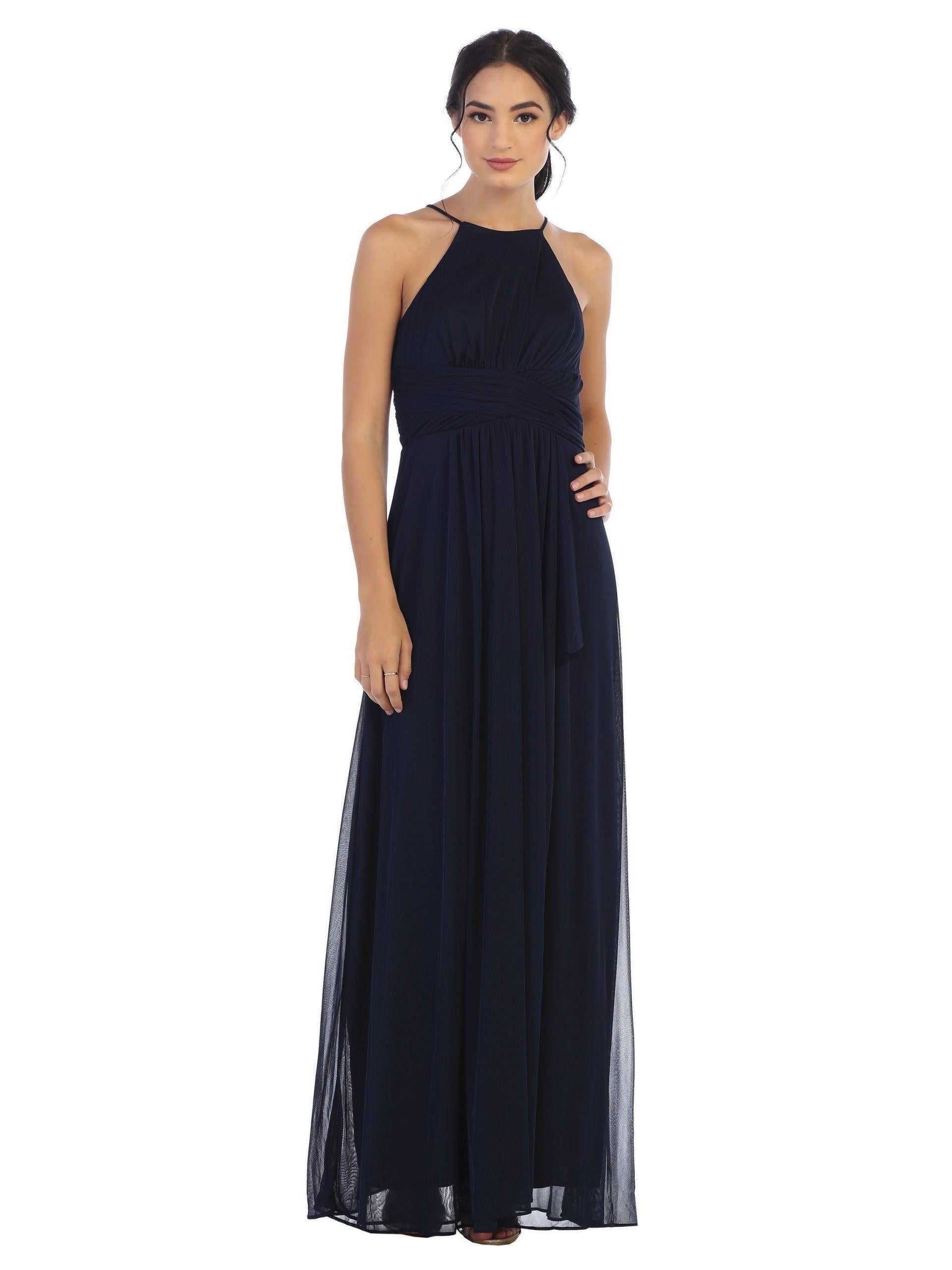Long Halter Tie Back Bridesmaids Dress - Dusty Rose / S Long Halter Tie Back Bridesmaids Dress - Dusty Rose / S