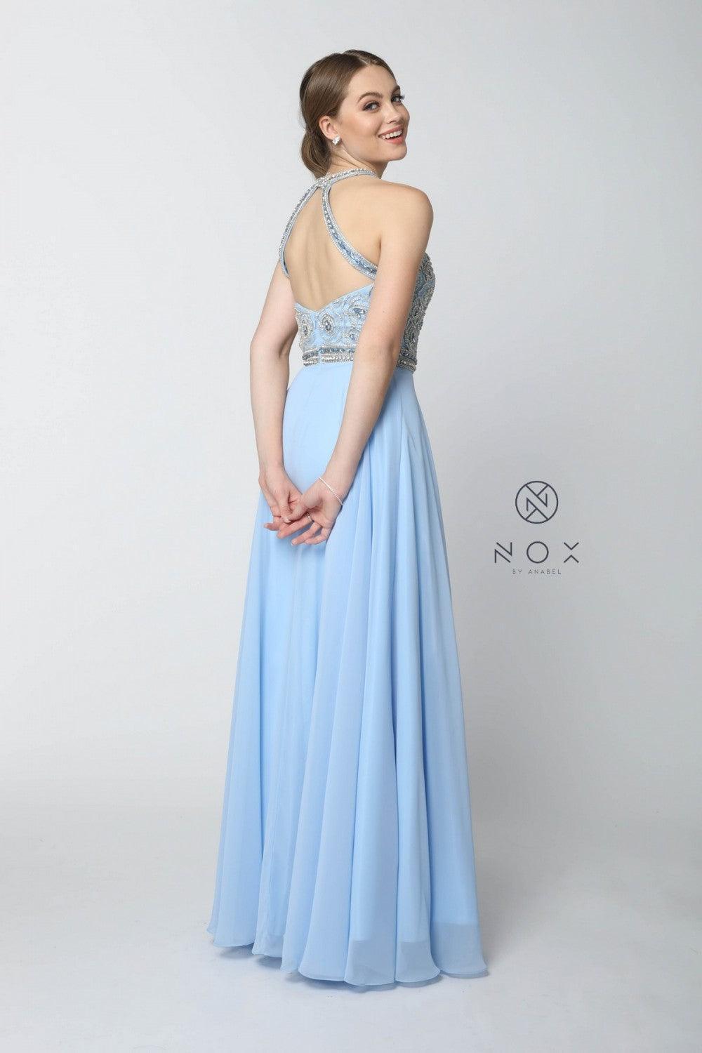 Long High Neck Jeweled Prom Dress Sale