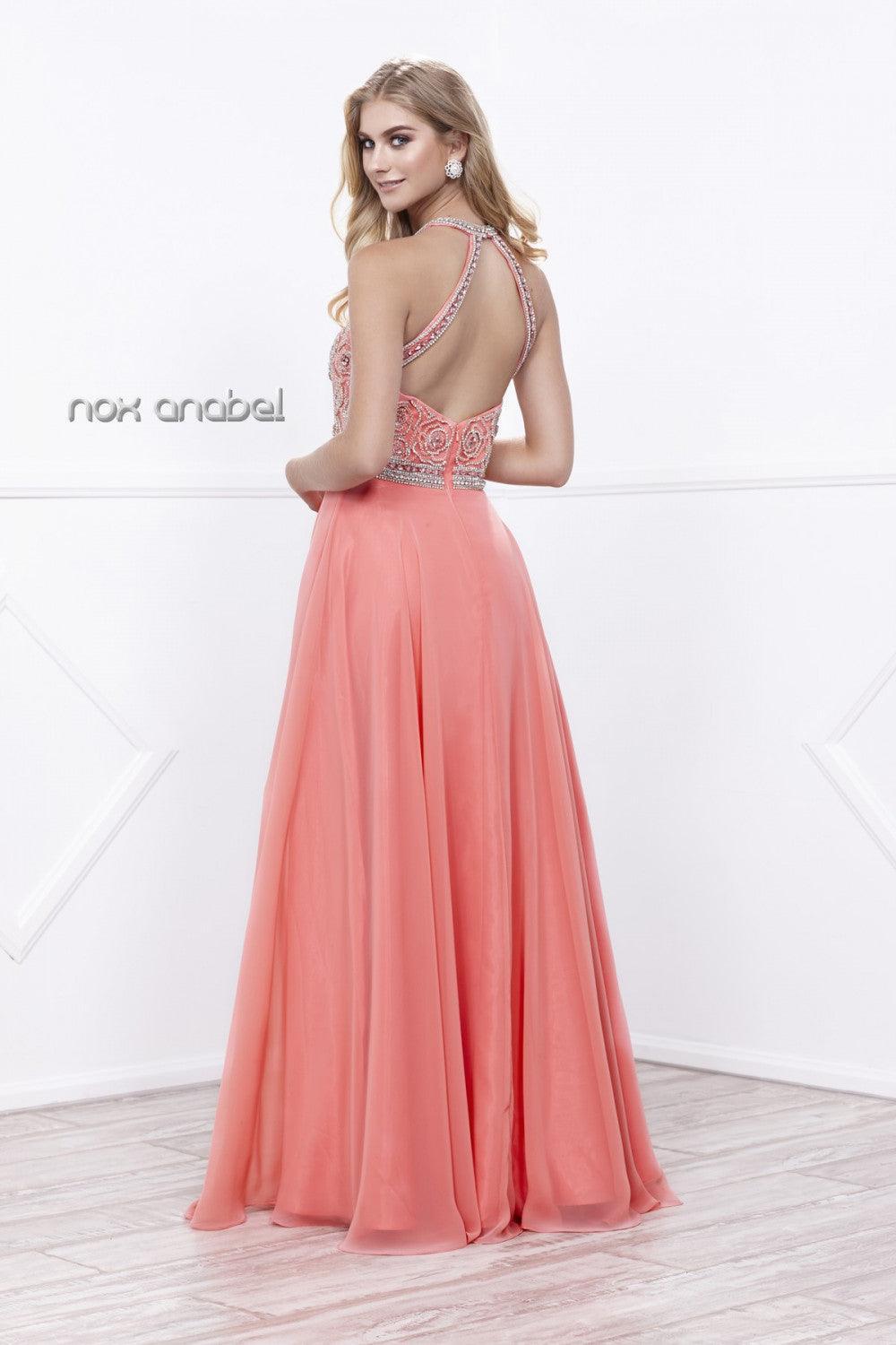 Long High Neck Jeweled Prom Dress Sale