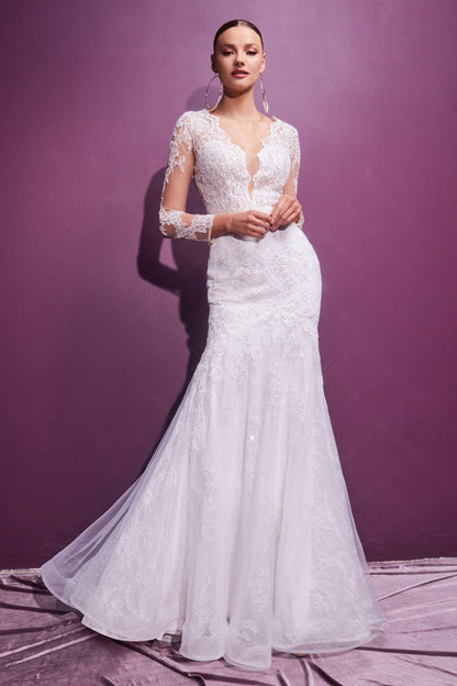 Long Mermaid Fit Wedding Gown - The Dress Outlet