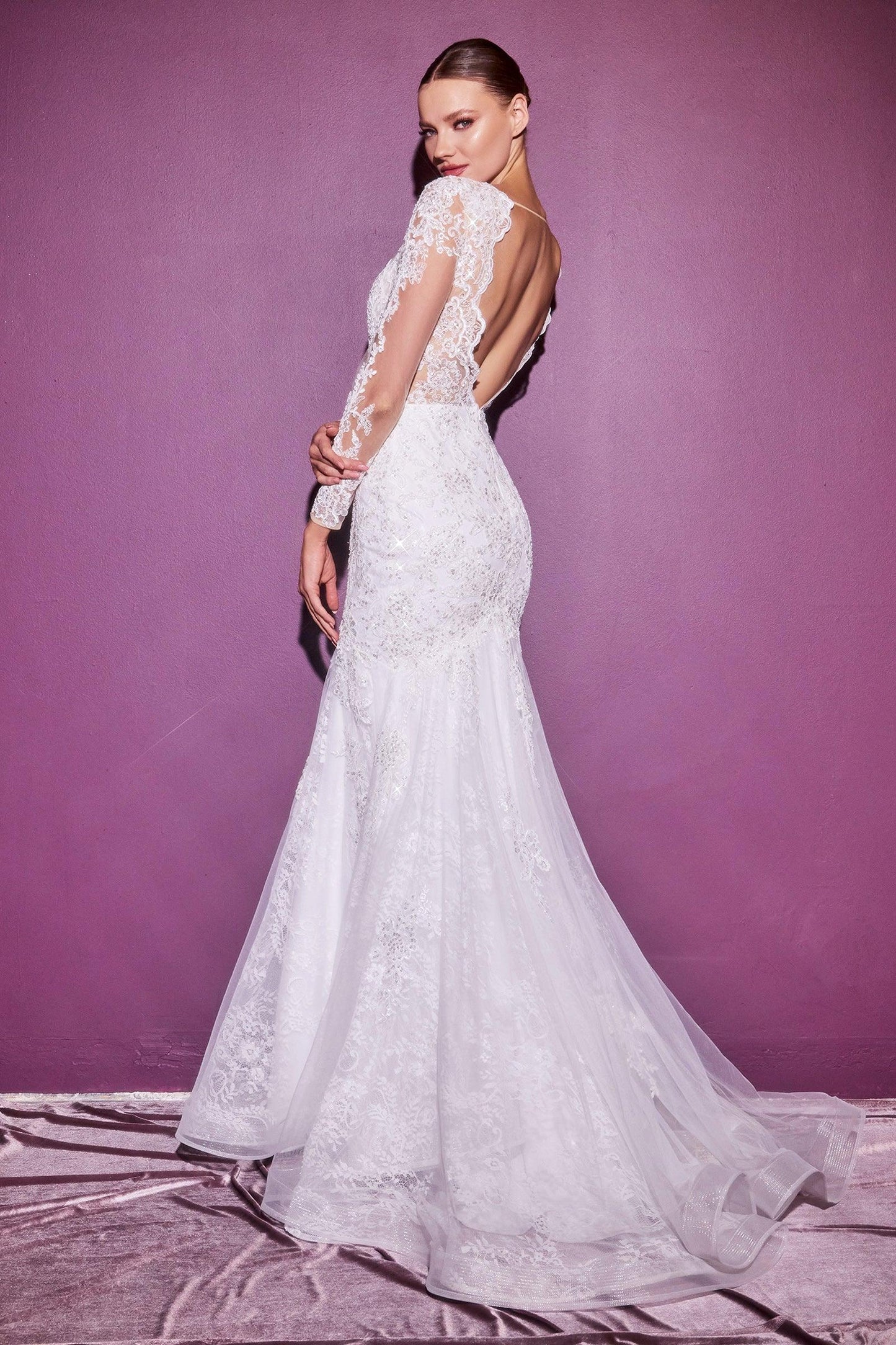 Long Mermaid Fit Wedding Gown - The Dress Outlet